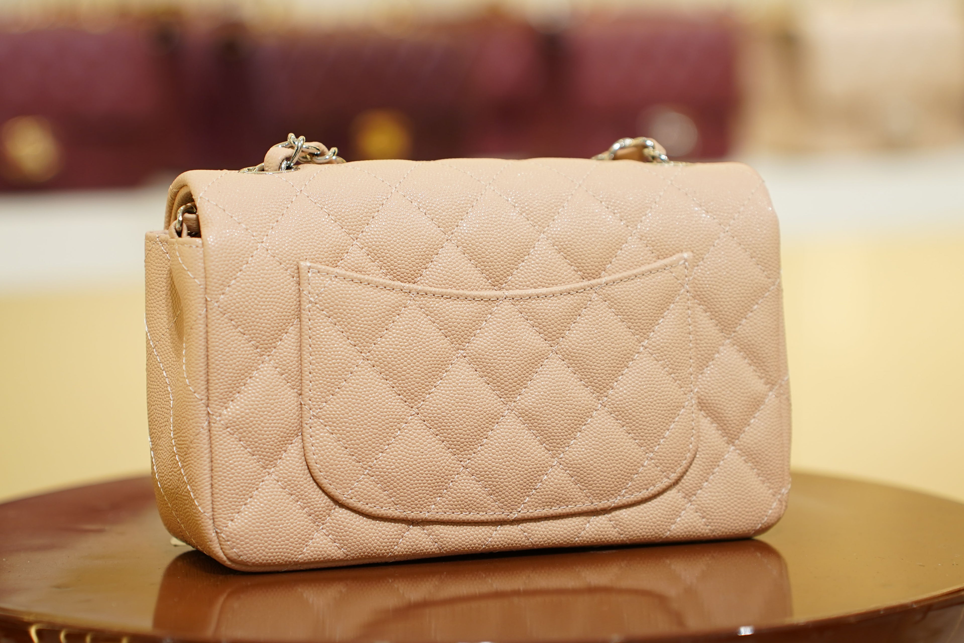 Chanel | Classic Flap Bag – Light Beige Caviar Leather – Silver Hardware