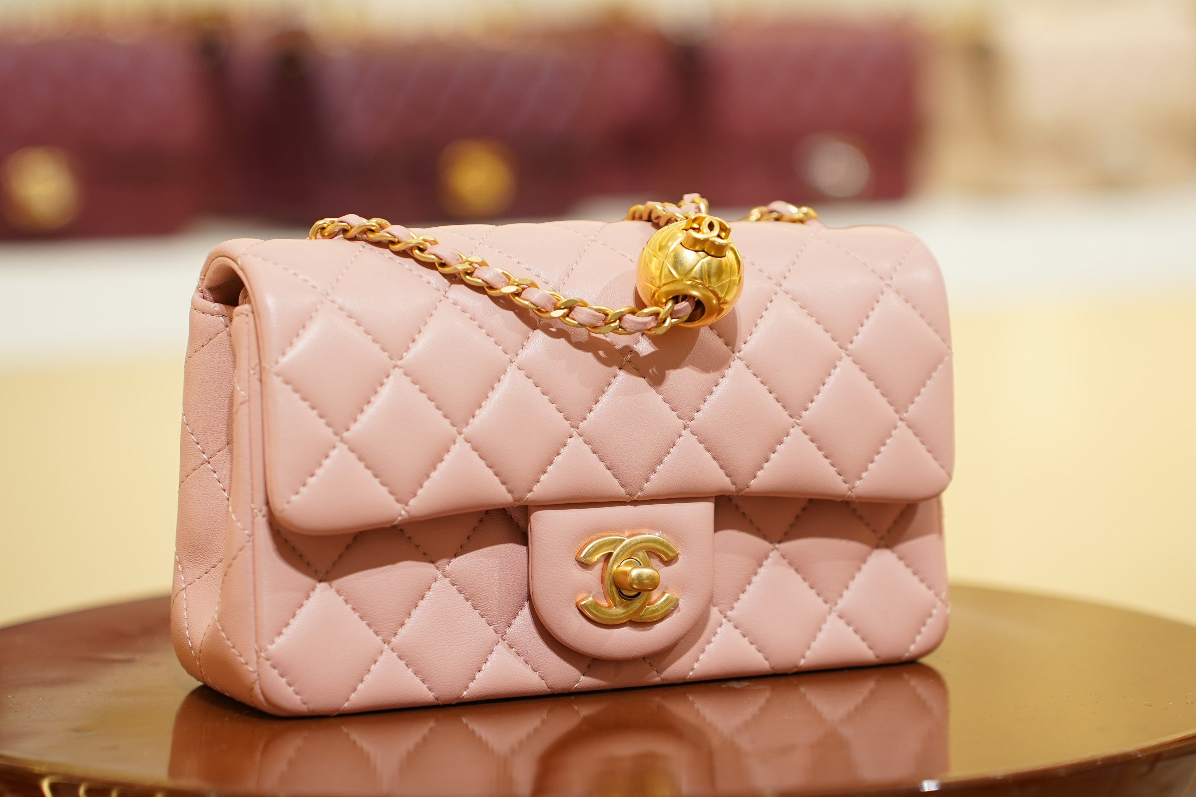 Chanel | Classic Flap Bag with Charm – Pink Lambskin – Gold Hardware