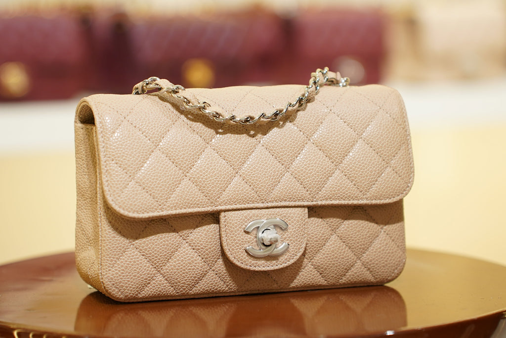 Chanel | Classic Flap Bag – Beige Caviar Leather – Silver Hardware