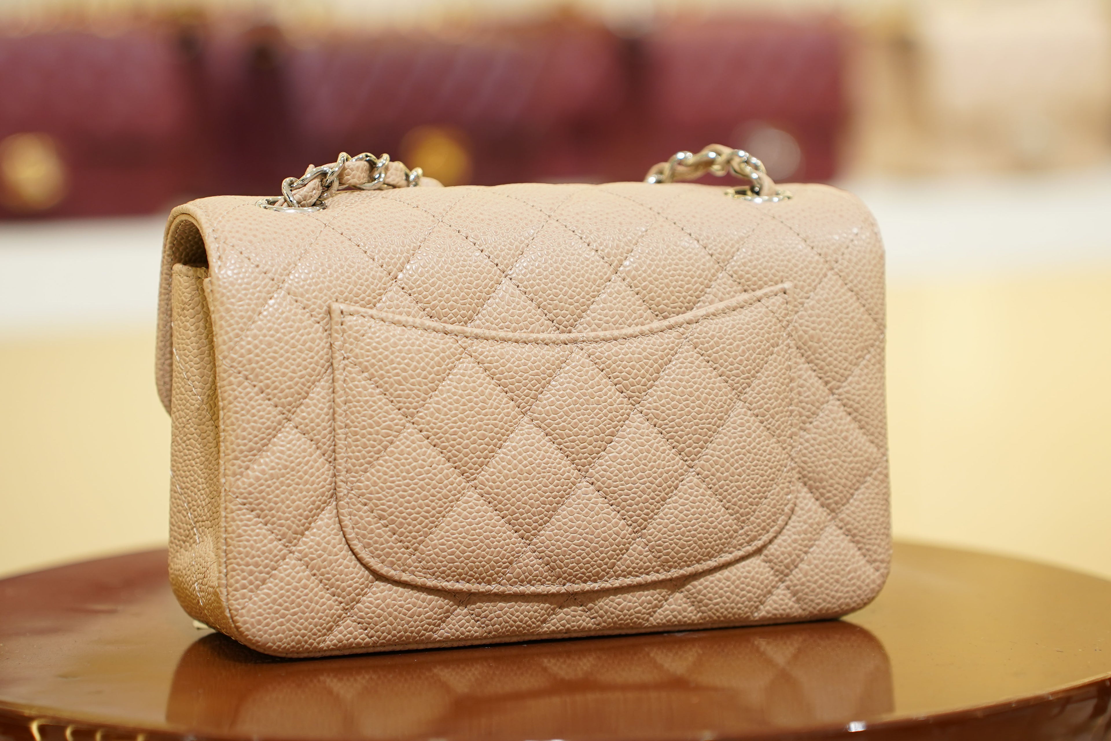 Chanel | Classic Flap Bag – Beige Caviar Leather – Silver Hardware