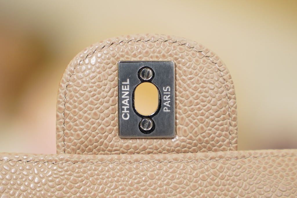 Chanel | Classic Flap Bag – Beige Caviar Leather – Silver Hardware