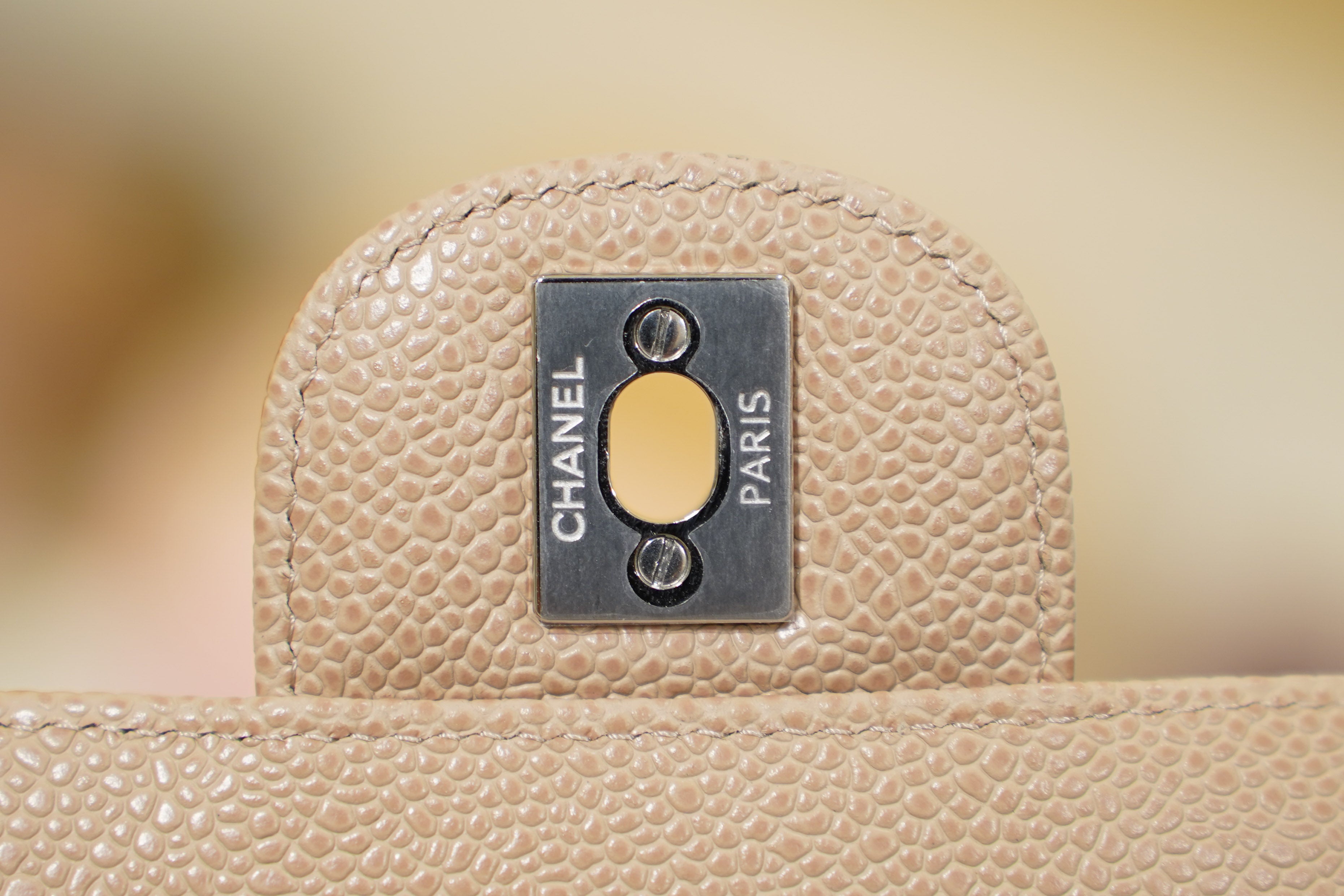 Chanel | Classic Flap Bag – Beige Caviar Leather – Silver Hardware