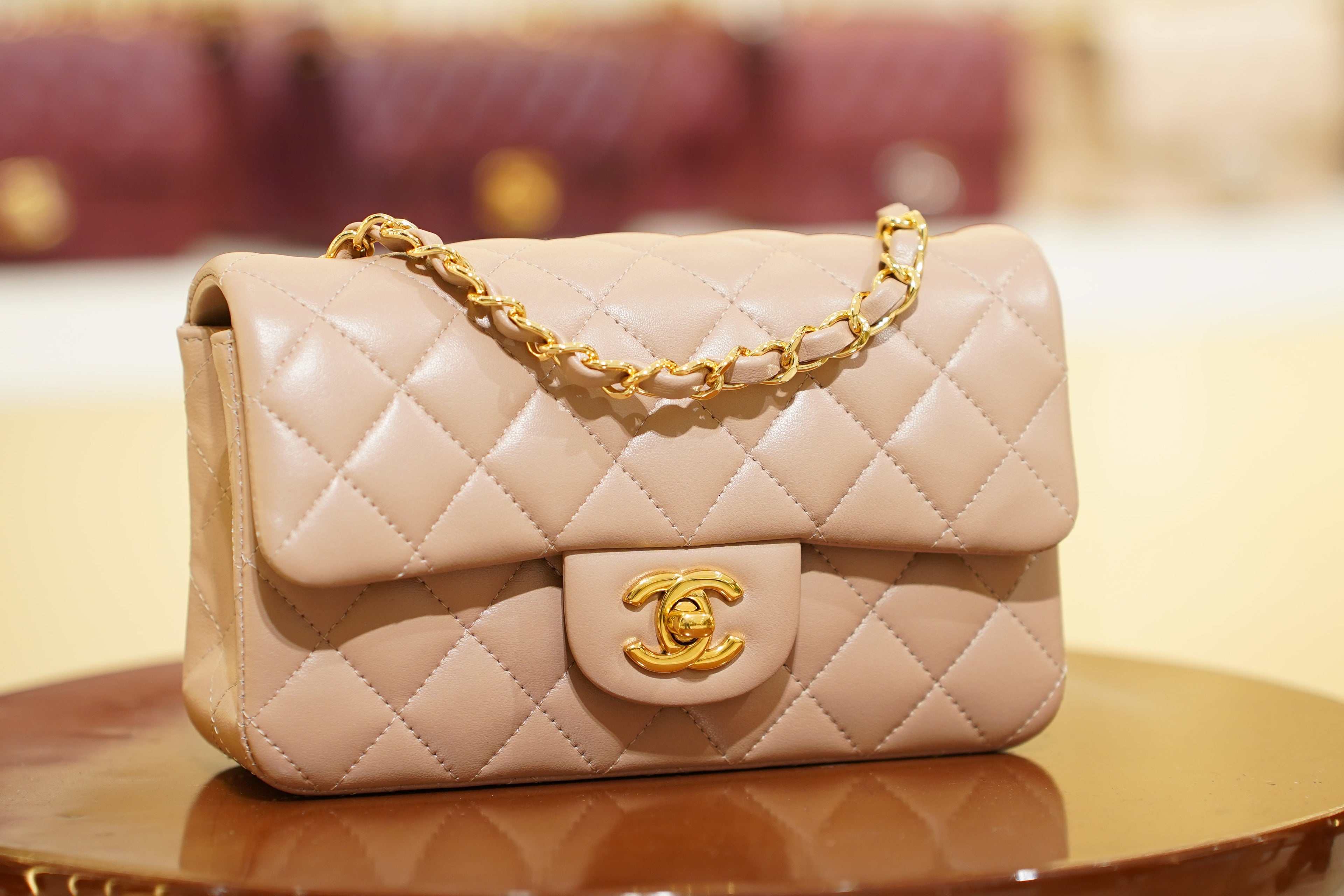Chanel | Classic Flap Bag – Beige Lambskin – Gold Hardware