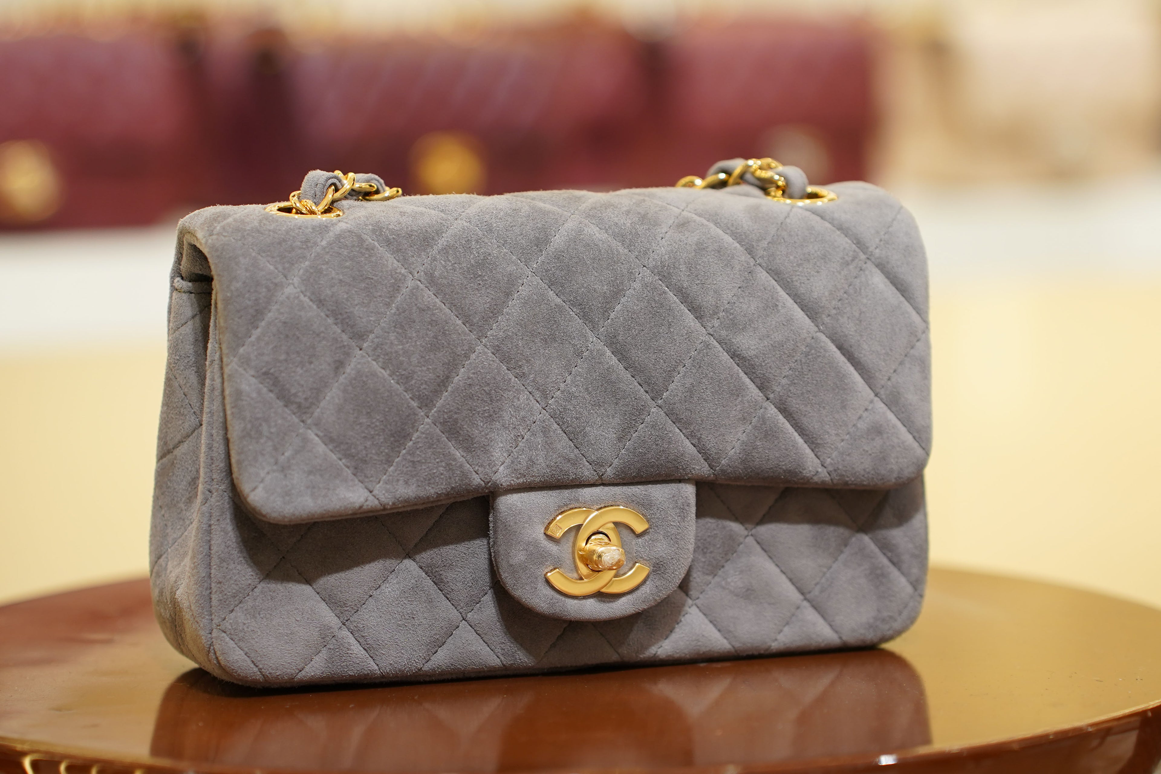 Chanel | Classic Flap Bag – Grey Suede – Gold Hardware