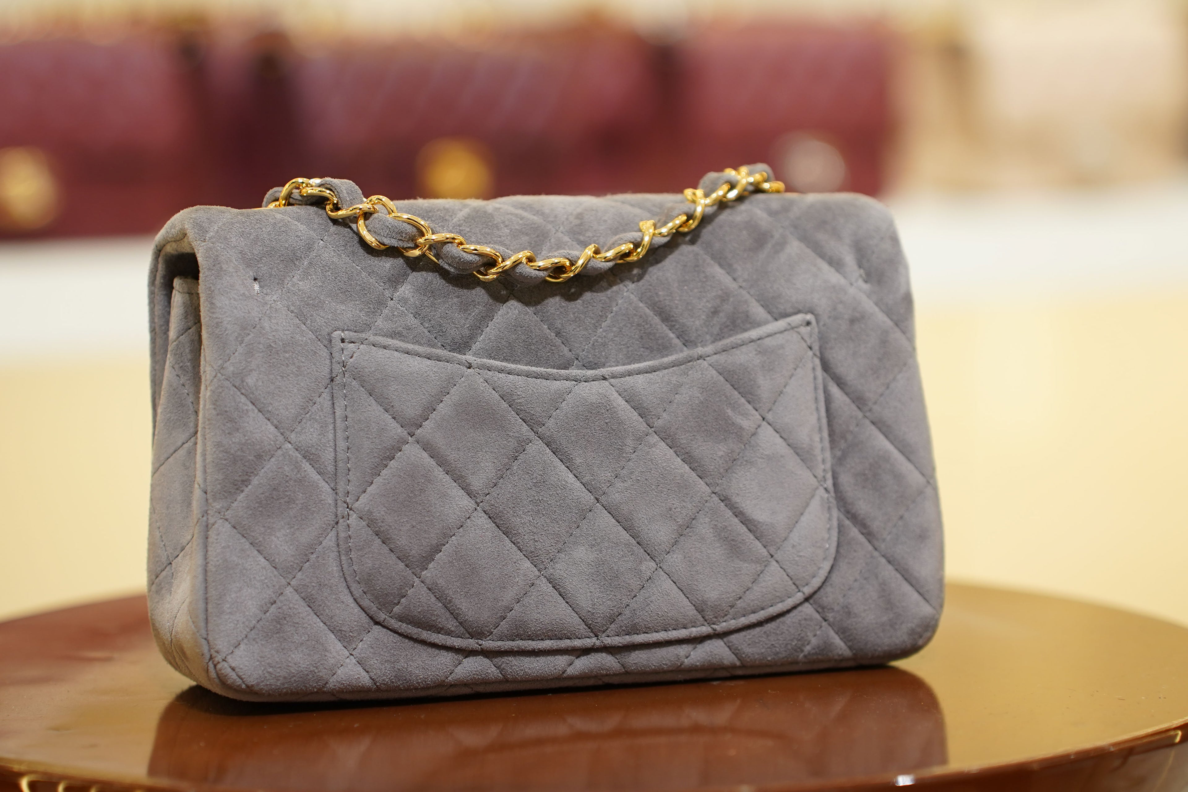 Chanel | Classic Flap Bag – Grey Suede – Gold Hardware