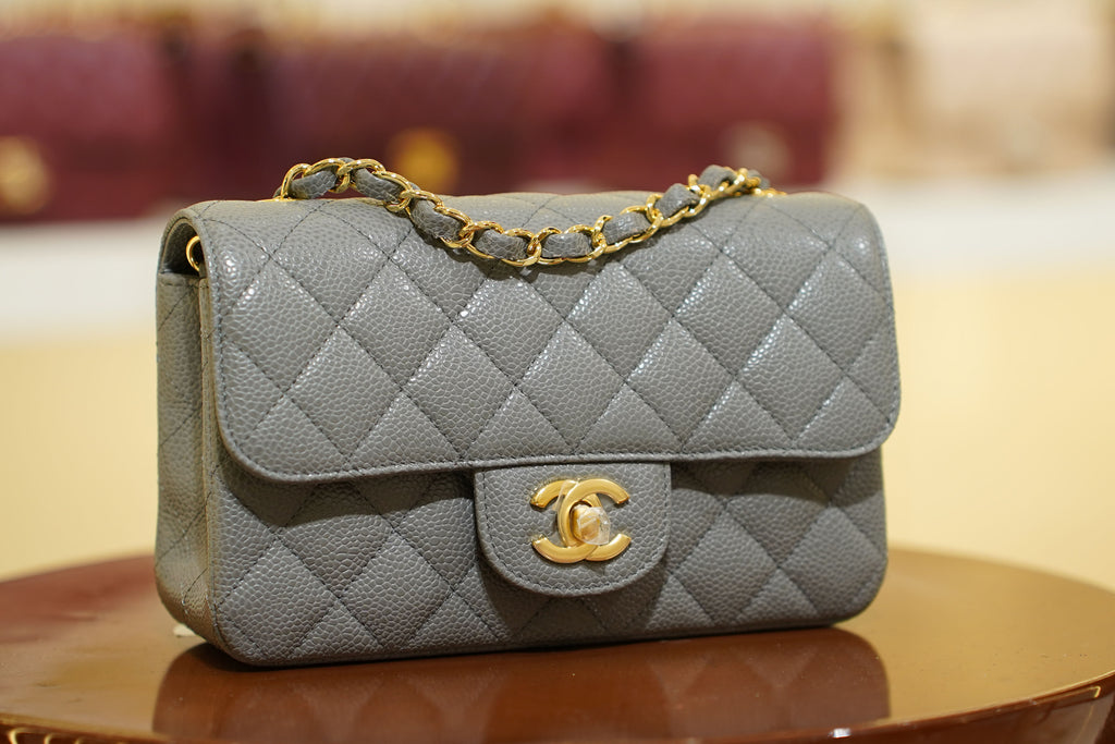 Chanel | Classic Flap Bag – Grey Caviar Leather – Gold Hardware