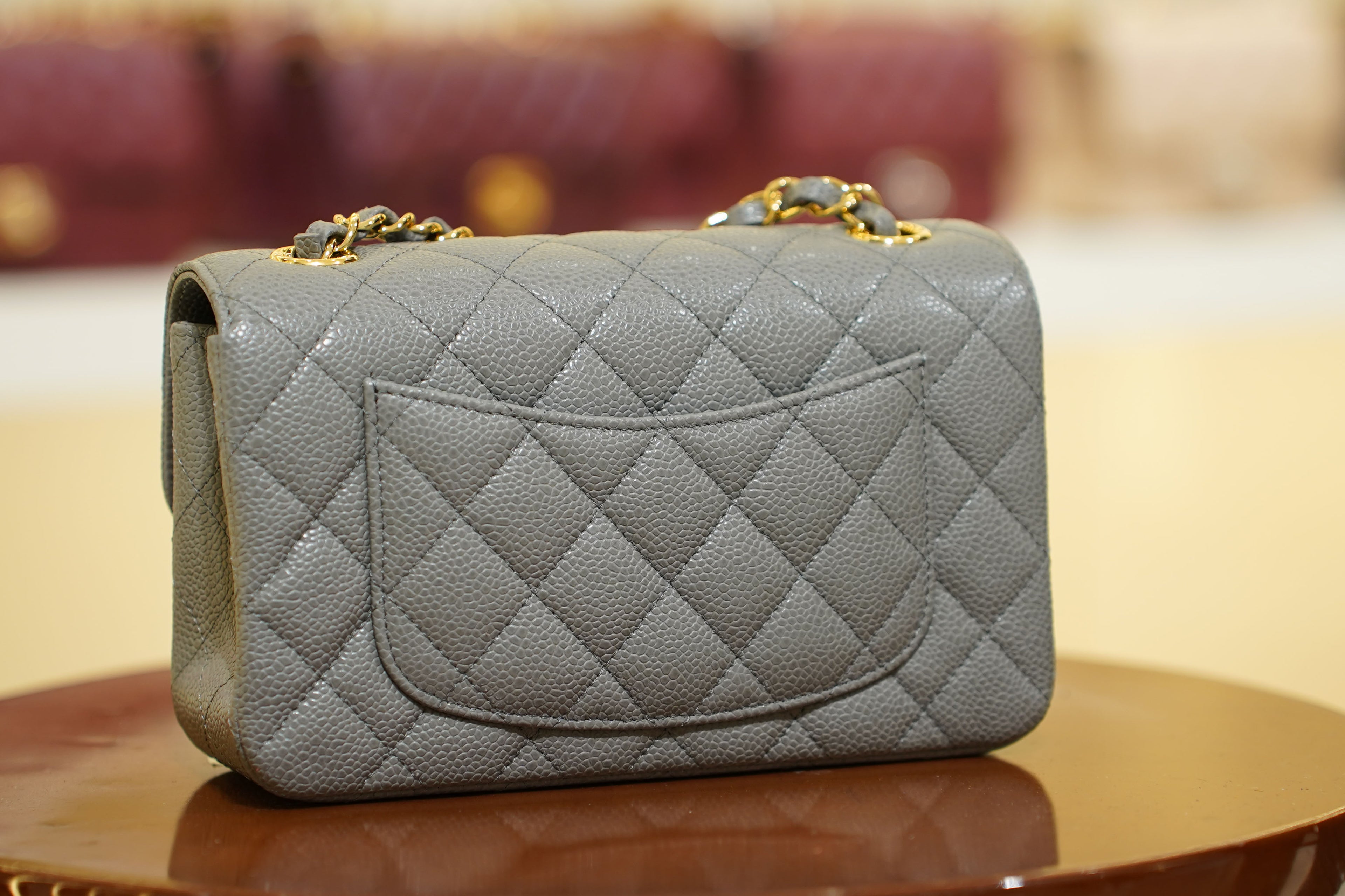 Chanel | Classic Flap Bag – Grey Caviar Leather – Gold Hardware