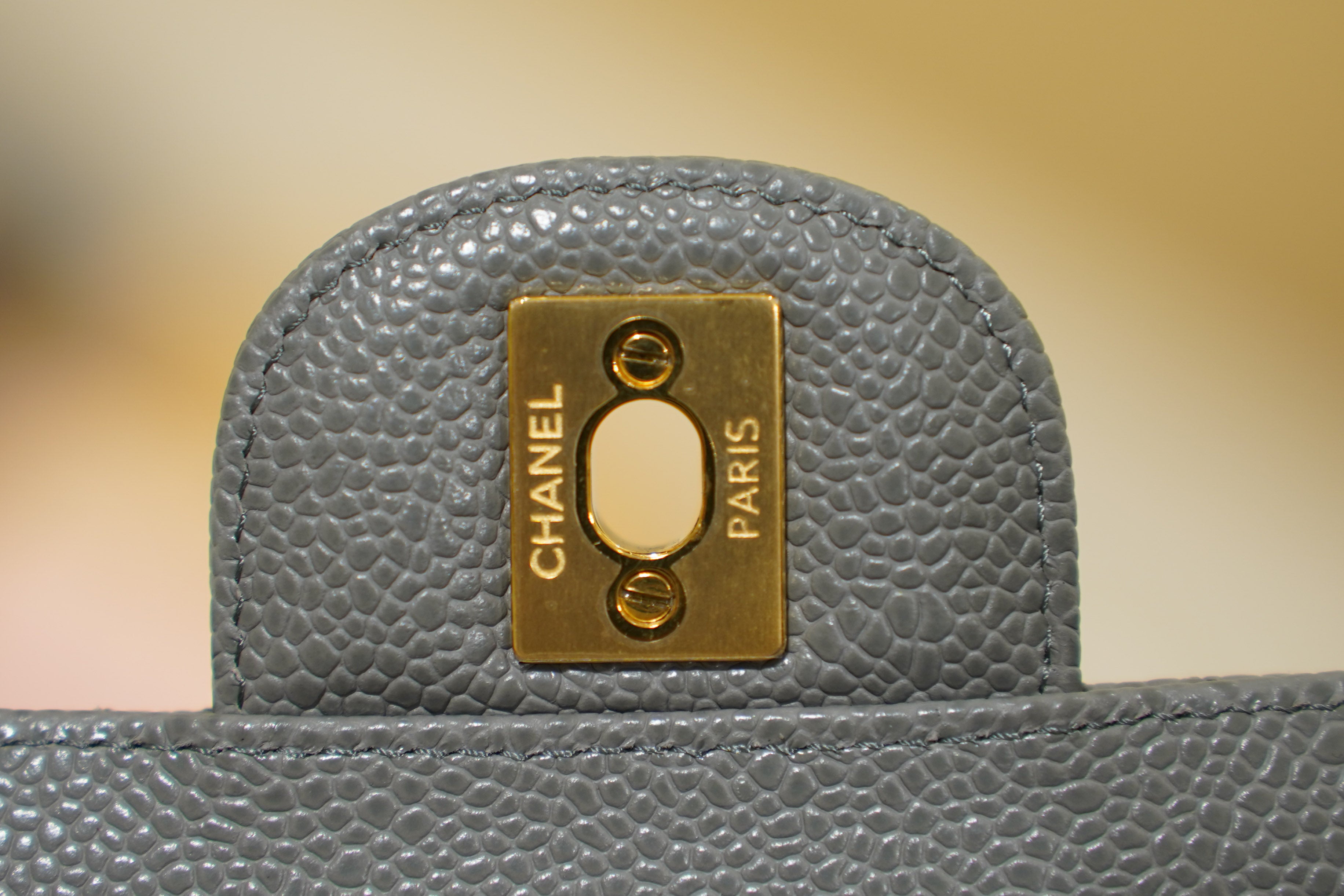 Chanel | Classic Flap Bag – Grey Caviar Leather – Gold Hardware