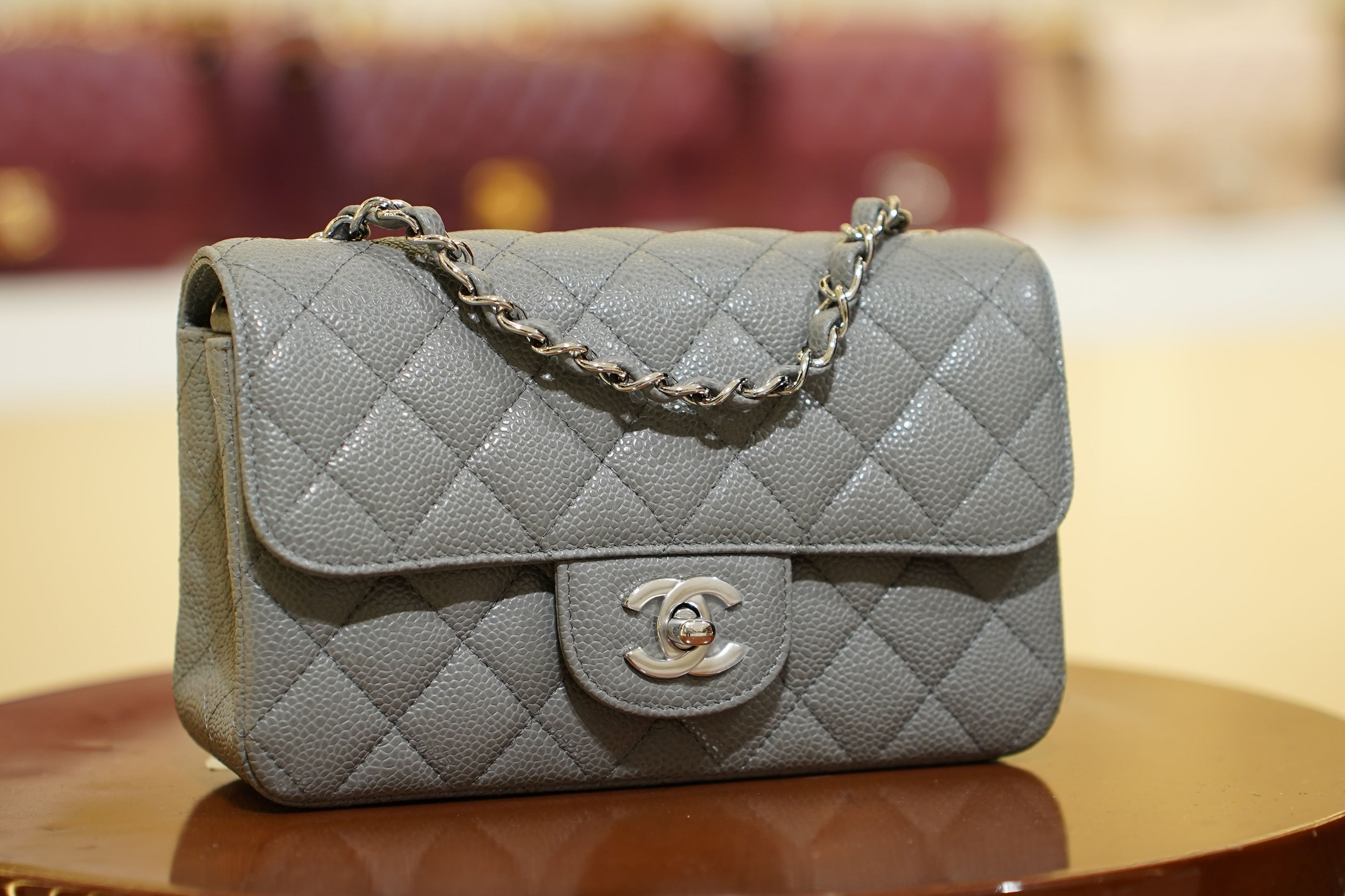 Chanel | Classic Flap Bag – Grey Caviar Leather – Silver Hardware