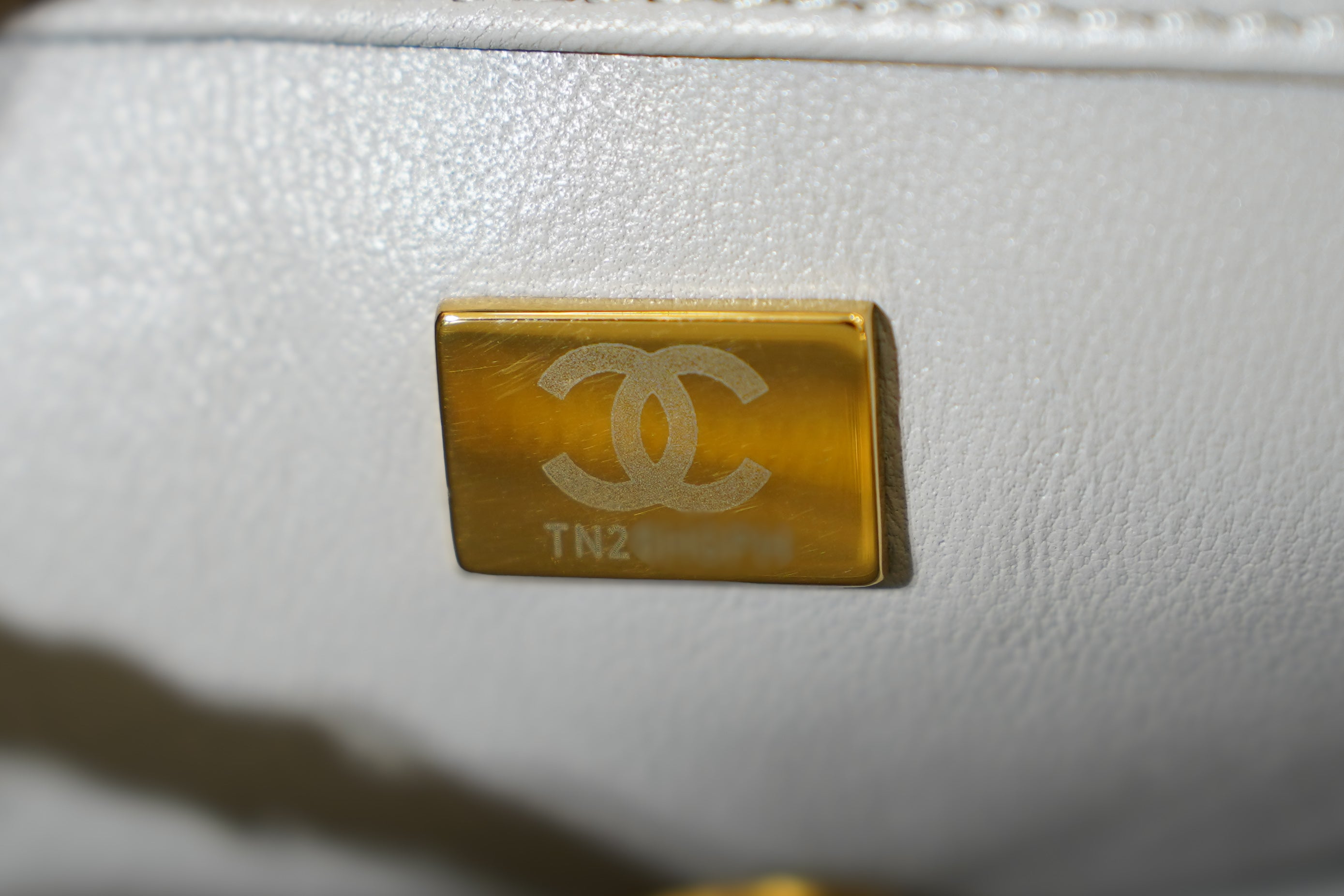 Chanel | Classic Flap Bag with Ball Charm – Light Grey Lambskin – Gold Hardware