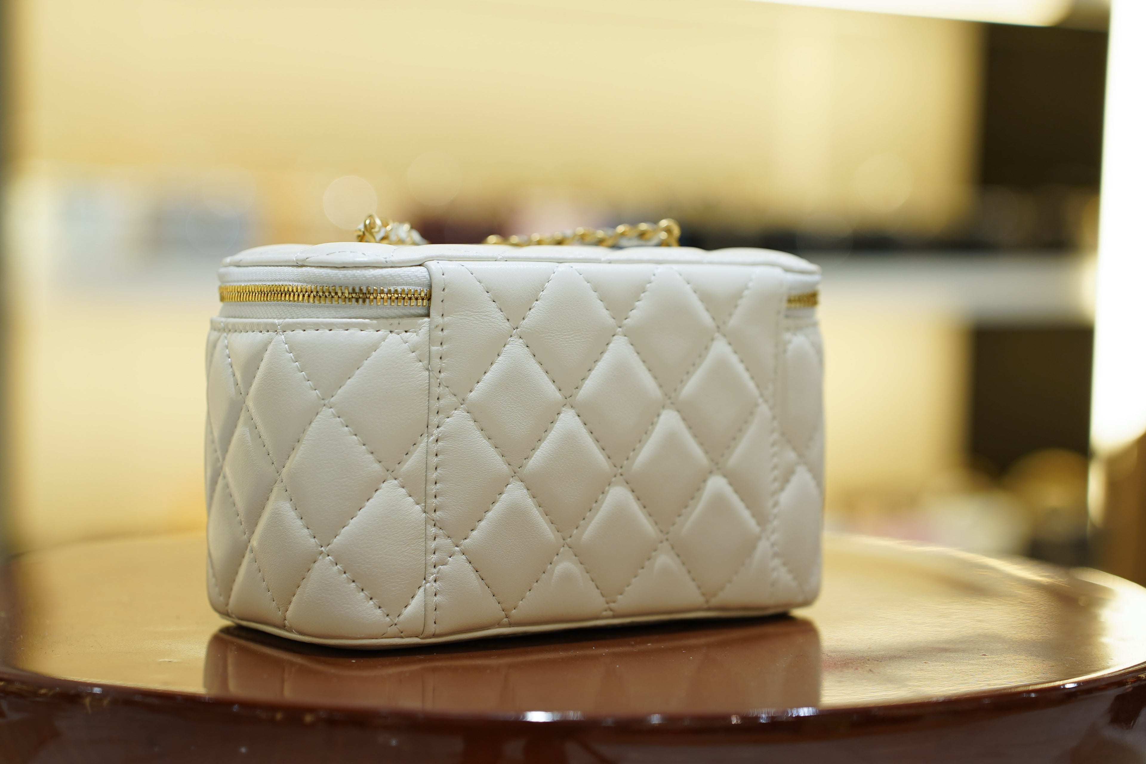 Chanel | Small Vanity Case – White Lambskin – Gold Hardware