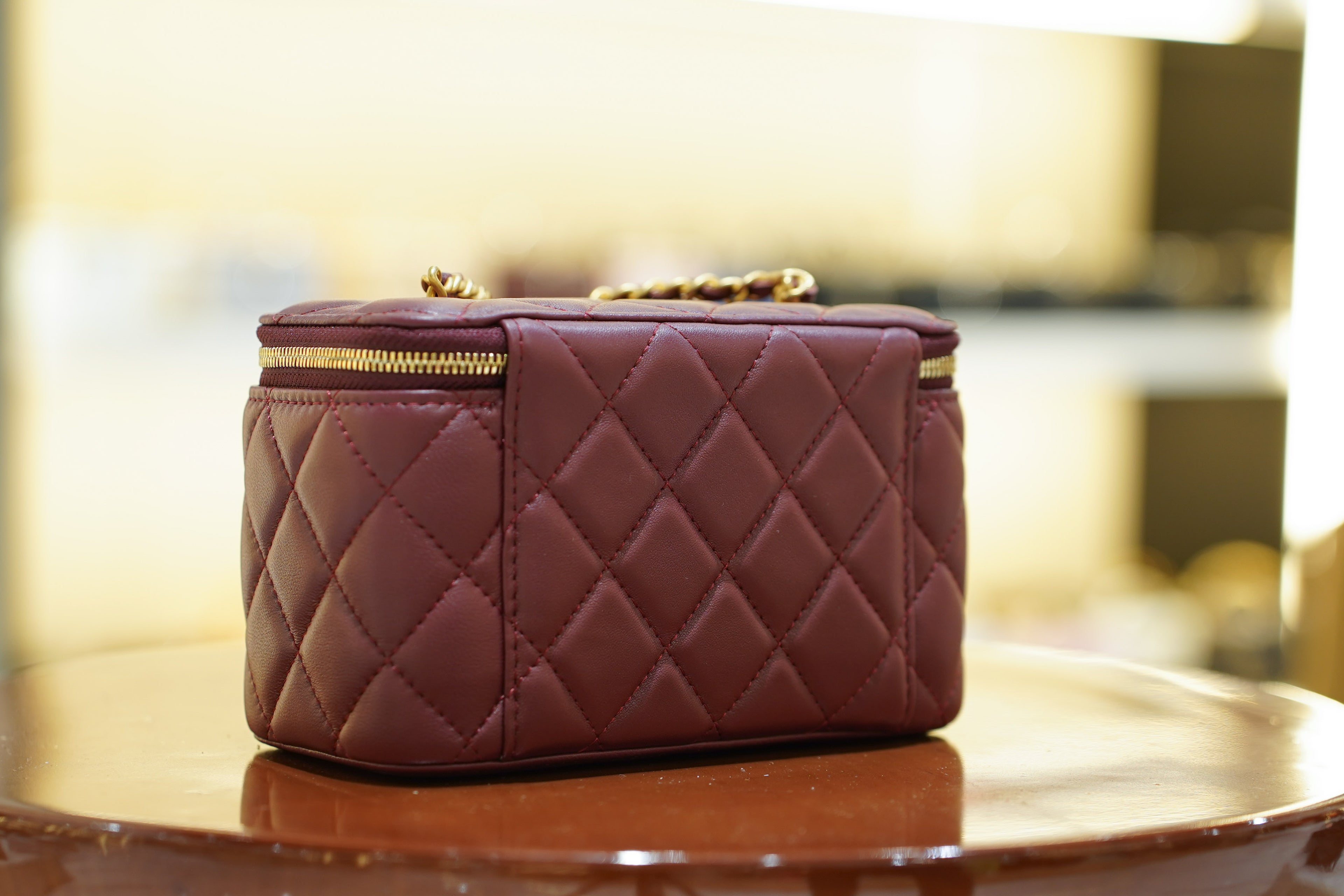 Chanel | Small Vanity Case – Bordeaux Lambskin – Gold Hardware