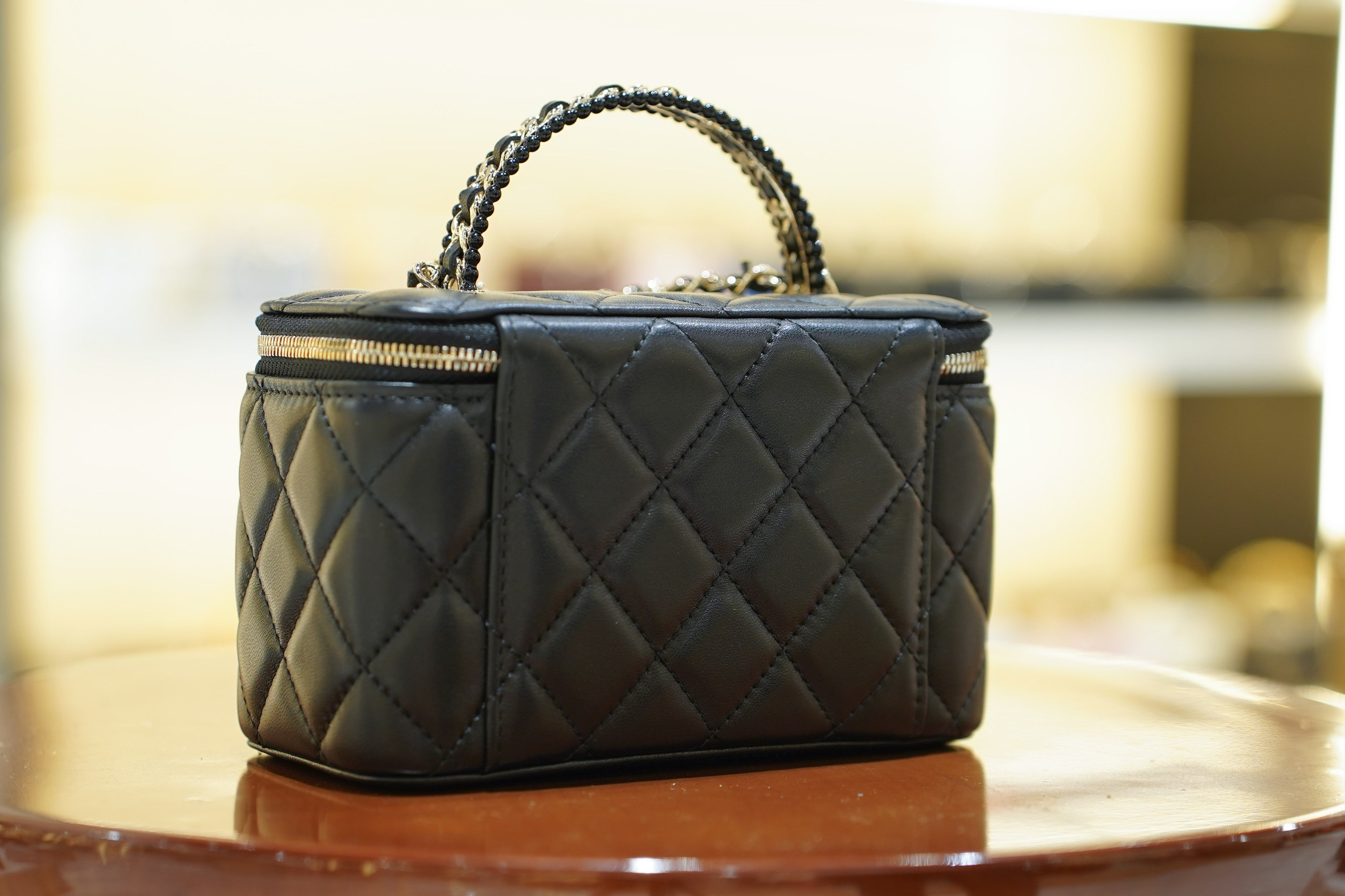 Chanel | Small Vanity Case – Black Lambskin – Gold Hardware