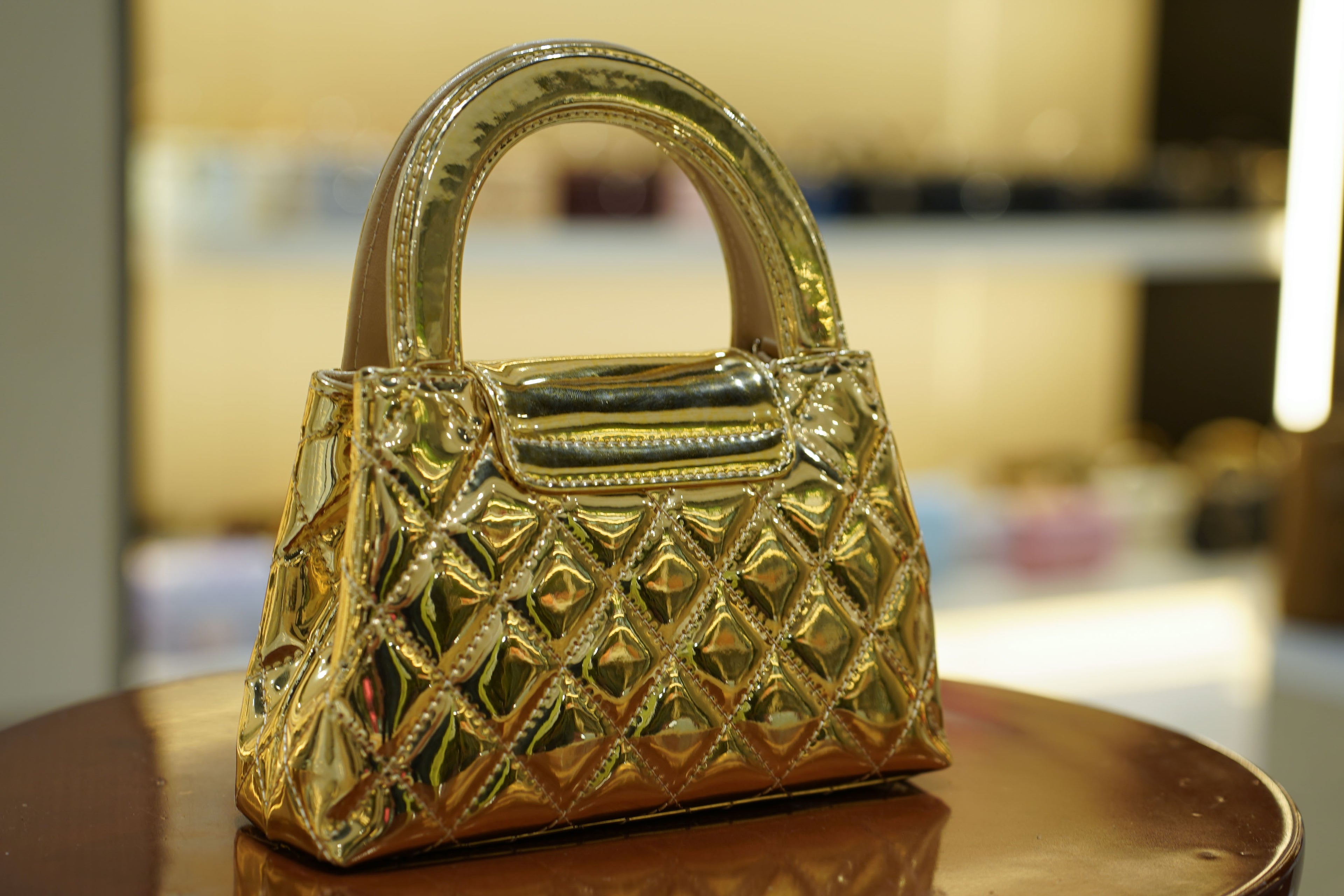 Chanel | Small Kelly – Metallic Gold Patent Leather – Gold Hardware