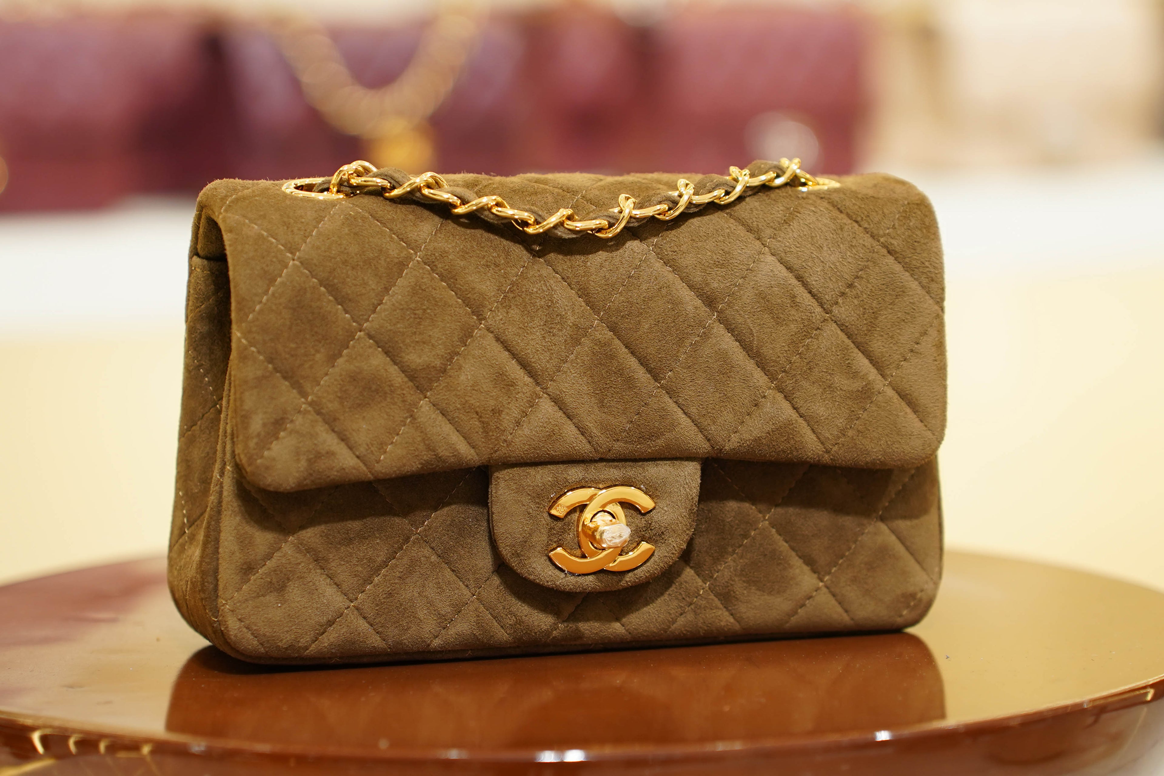 Chanel | Classic Flap Bag – Suede Taupe – Gold Hardware