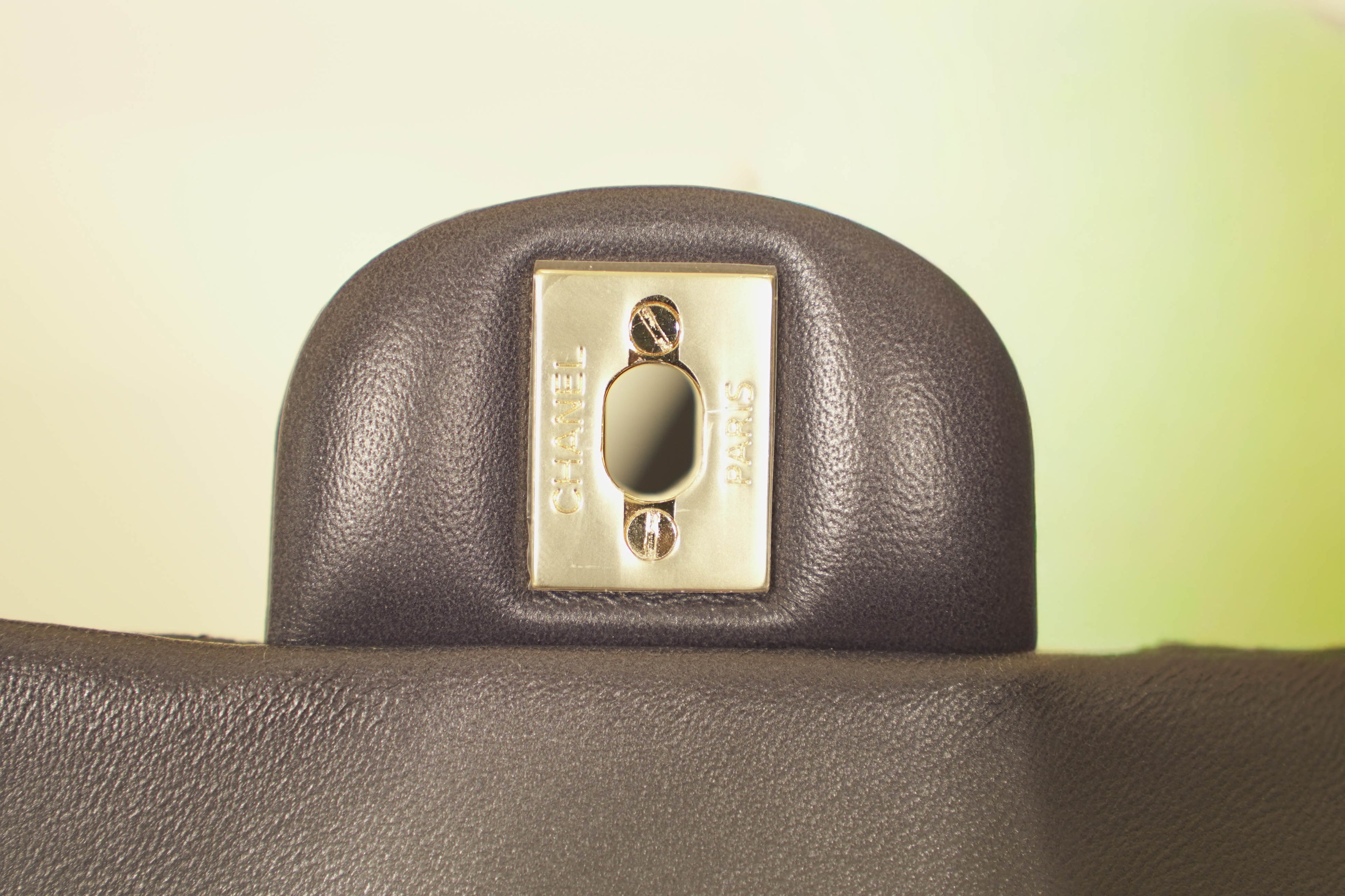 Chanel | Rectangular Mini Flap Bag – Lambskin Leather – Dark Grey – Gold Hardware