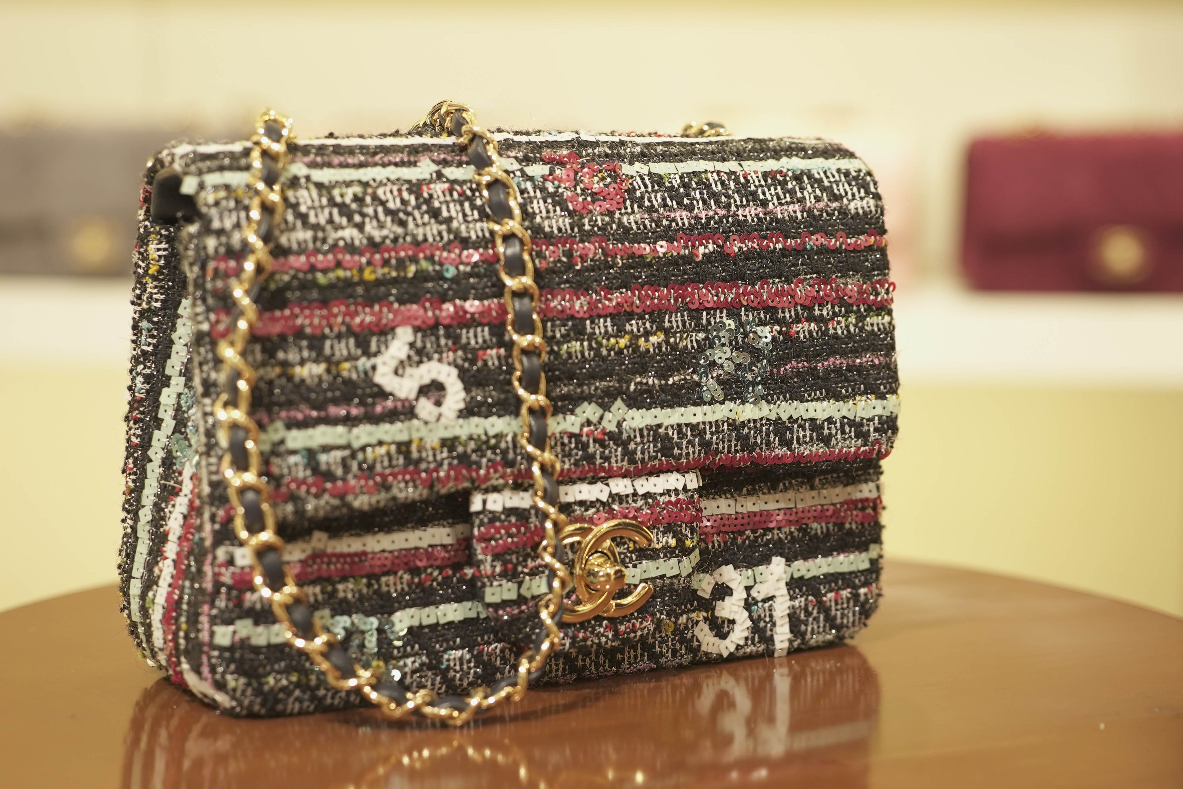 Chanel | Classic Flap Bag – Multicolor Tweed & Sequins – Gold Hardware
