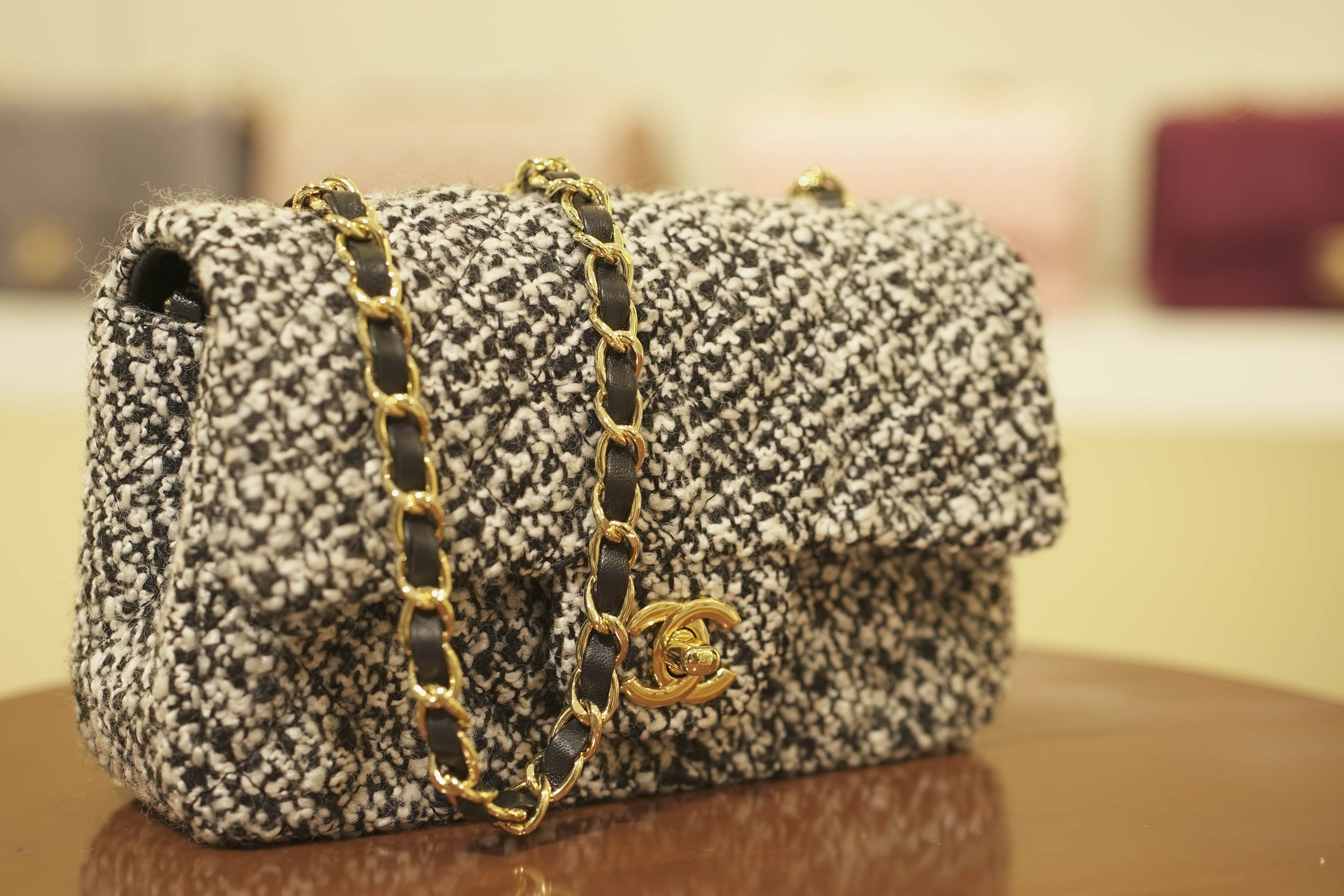 Chanel | Classic Flap Bag – Black & White Tweed – Gold Hardware