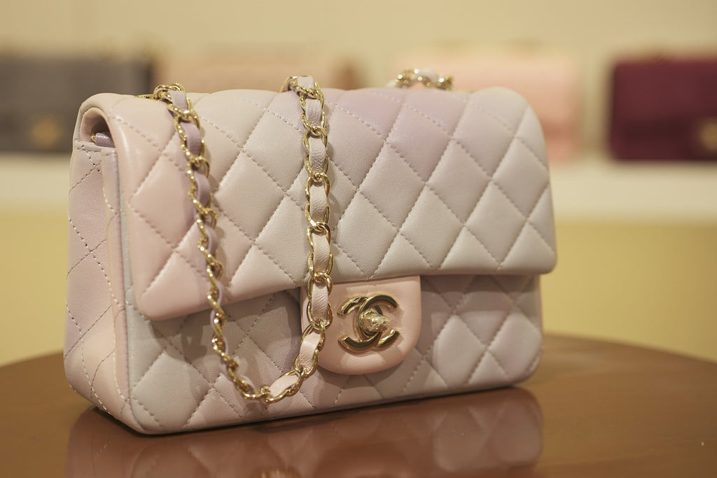 Chanel | Classic Flap Bag – Iridescent Lambskin – Pink & Lilac Gradient – Gold Hardware