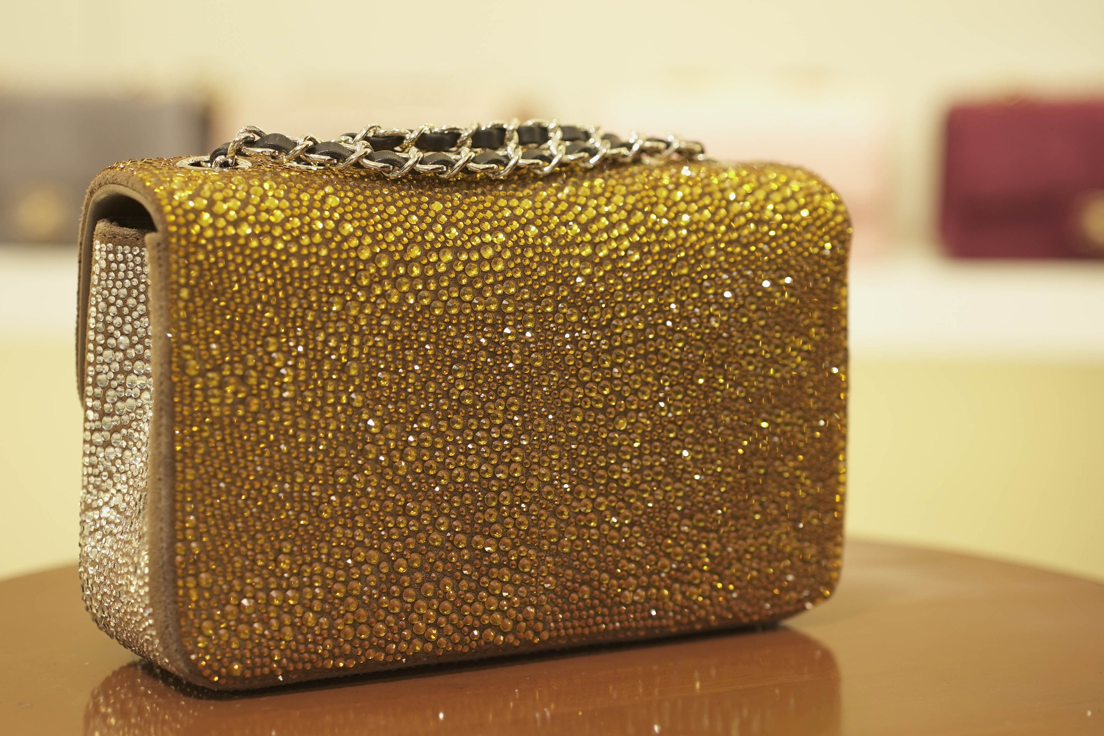 Chanel | Classic Flap Bag – Crystal-Embellished Gradient Gold & Silver – Silver Hardware