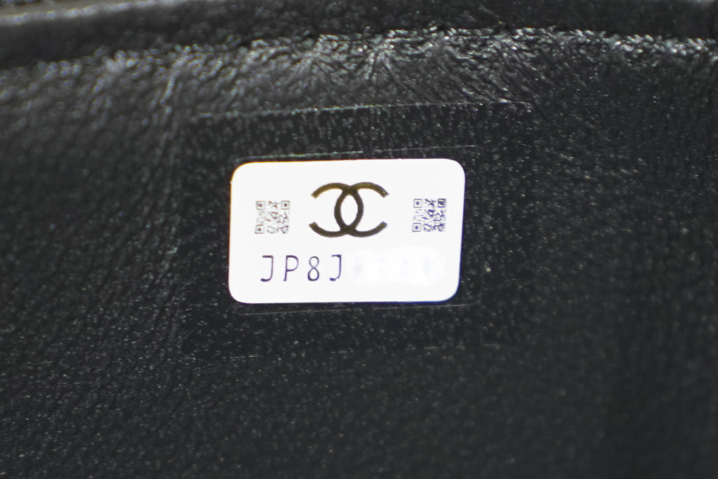 Chanel | Small Vanity Case – Black Lambskin – Crystal Handle & Logo – Gold Hardware