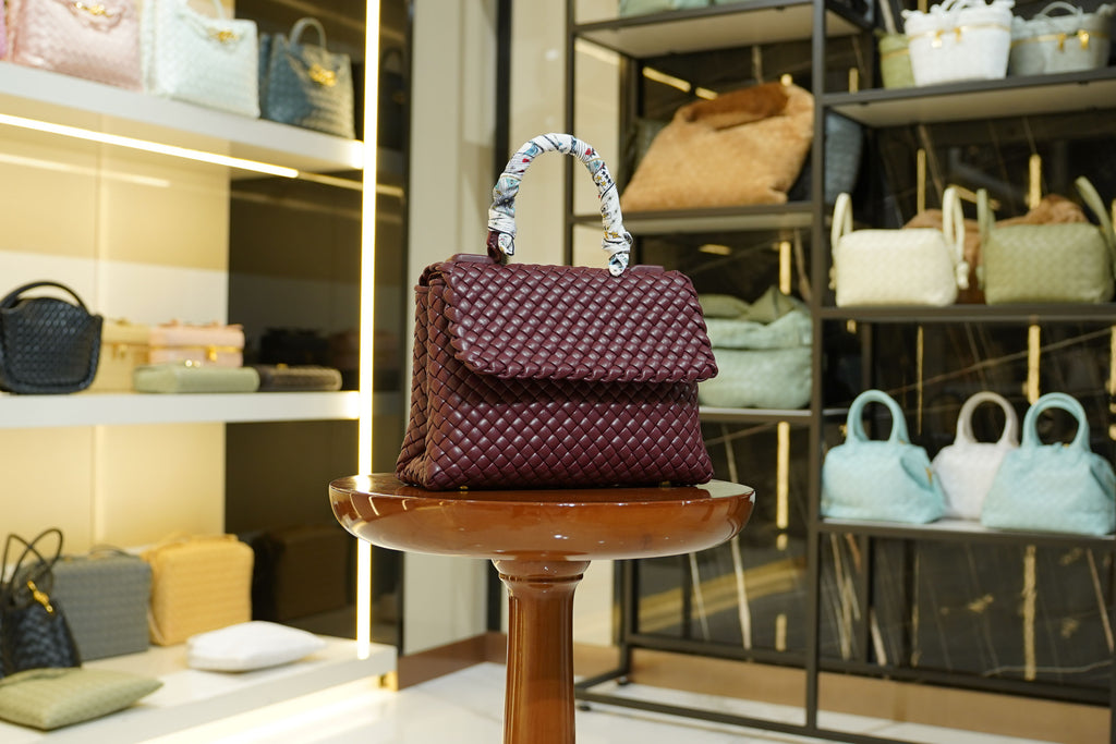 Bottega Veneta | Patti – Intrecciato – Bordeaux – Silver Hardware