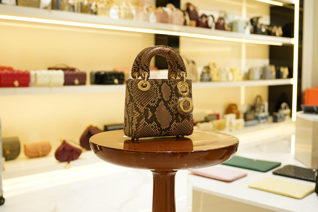 Dior | Lady Dior (Small) – Python – Brown – Gold Hardware