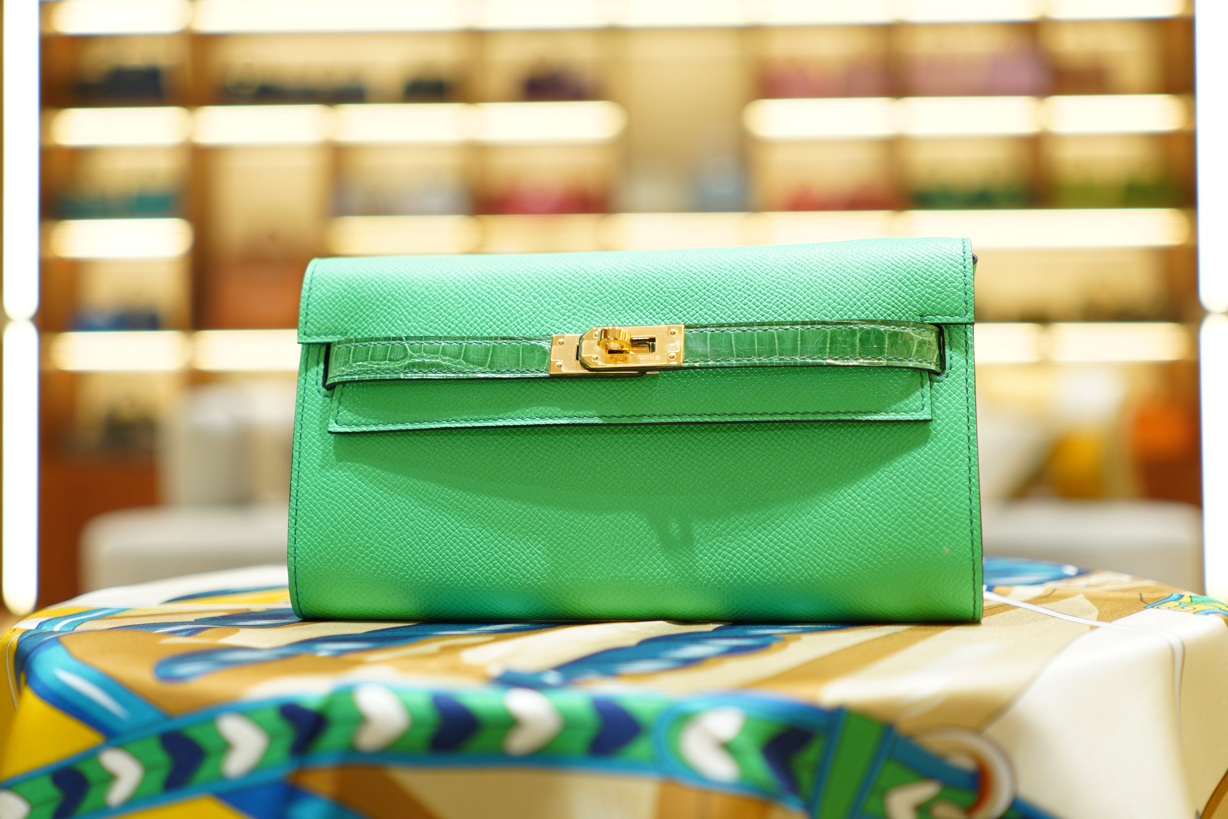Hermes | Kelly To Go Wallet – Epsom Leather – Green – Gold