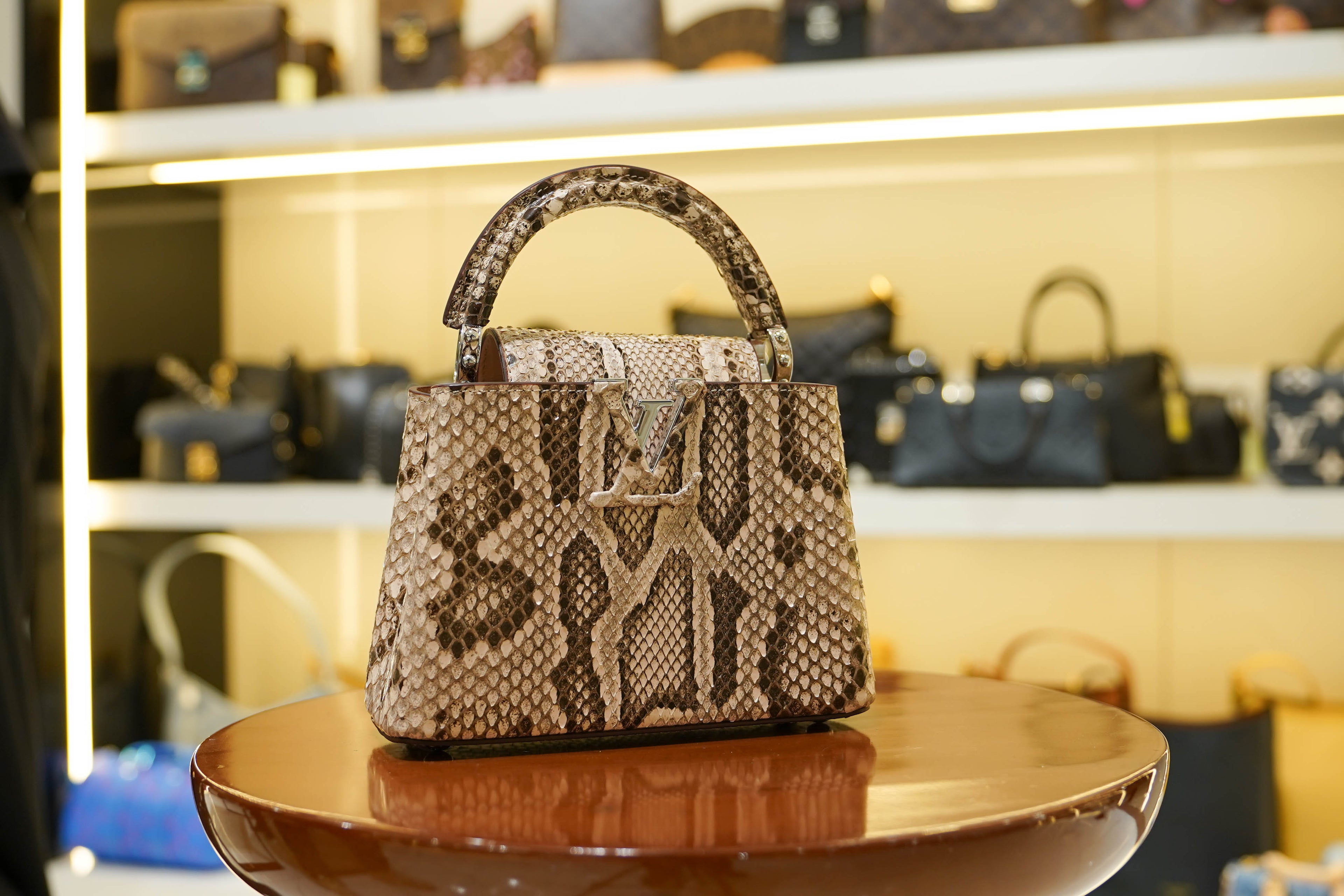 Louis Vuitton | Capucines Medium – Python – Beige – Silver Hardware