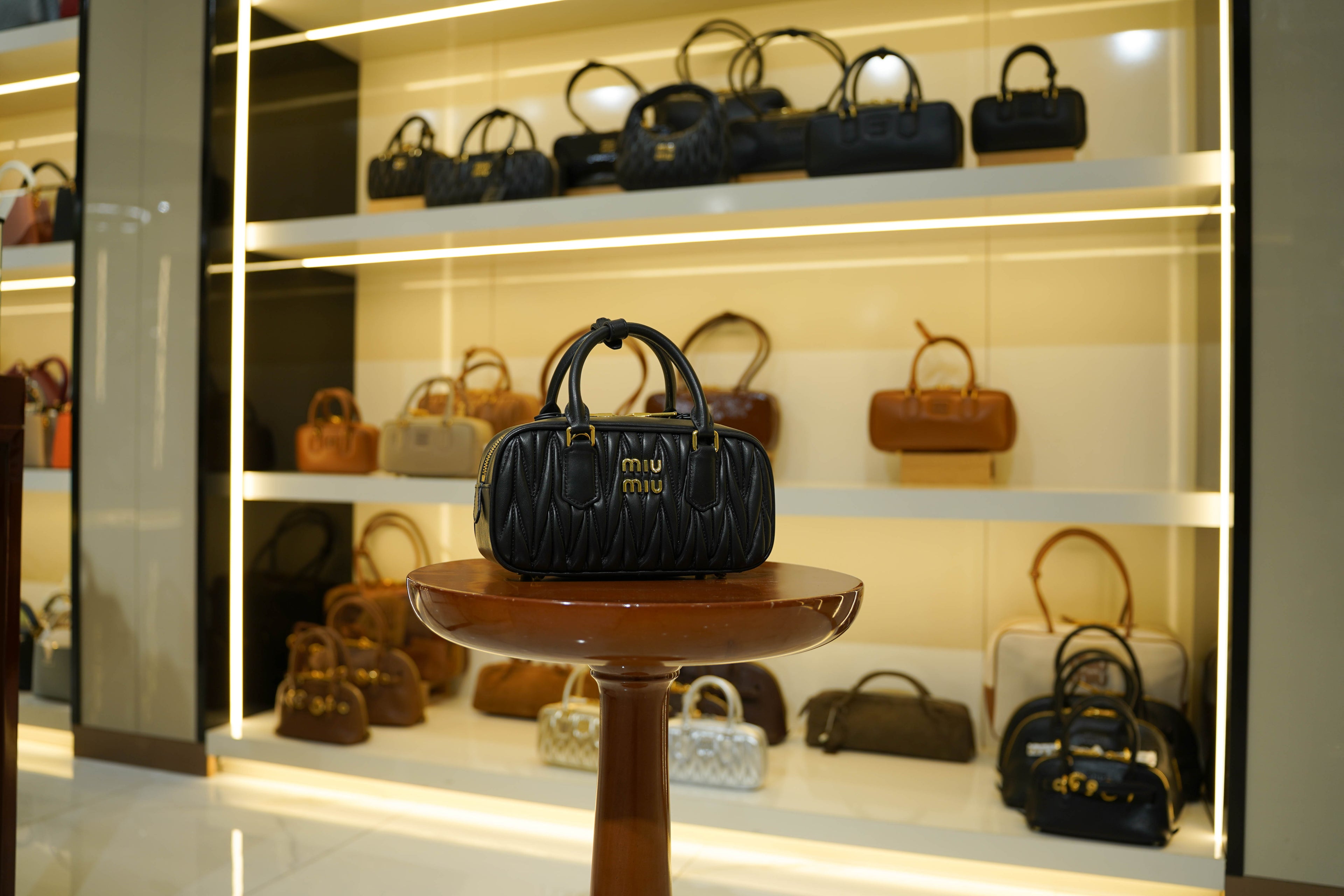 Miu Miu | Arcadie (Medium) – Matelassé – Black – Gold Hardware