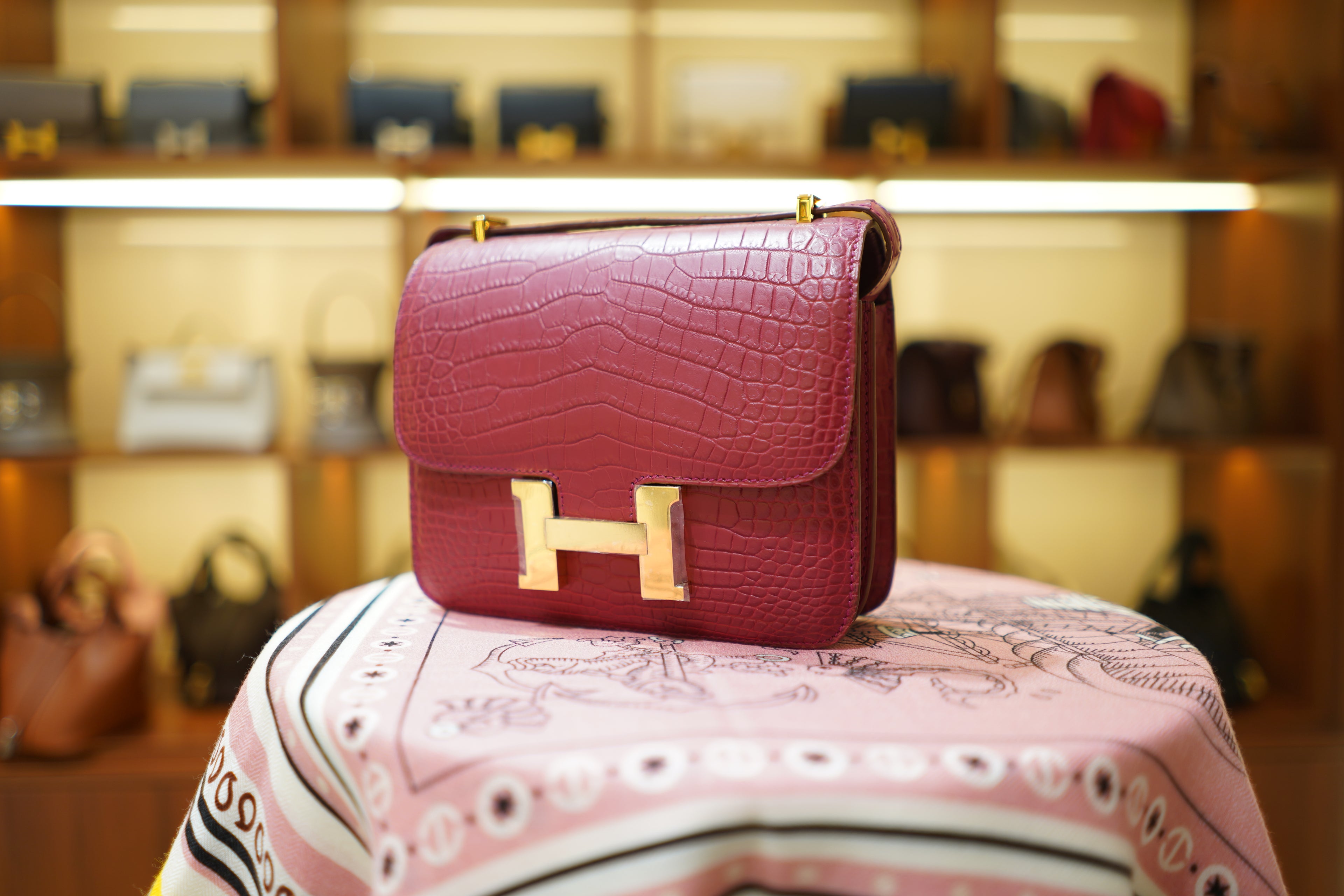 Hermes | Constance – Crocodile Leather – Burgundy – Gold Hardware