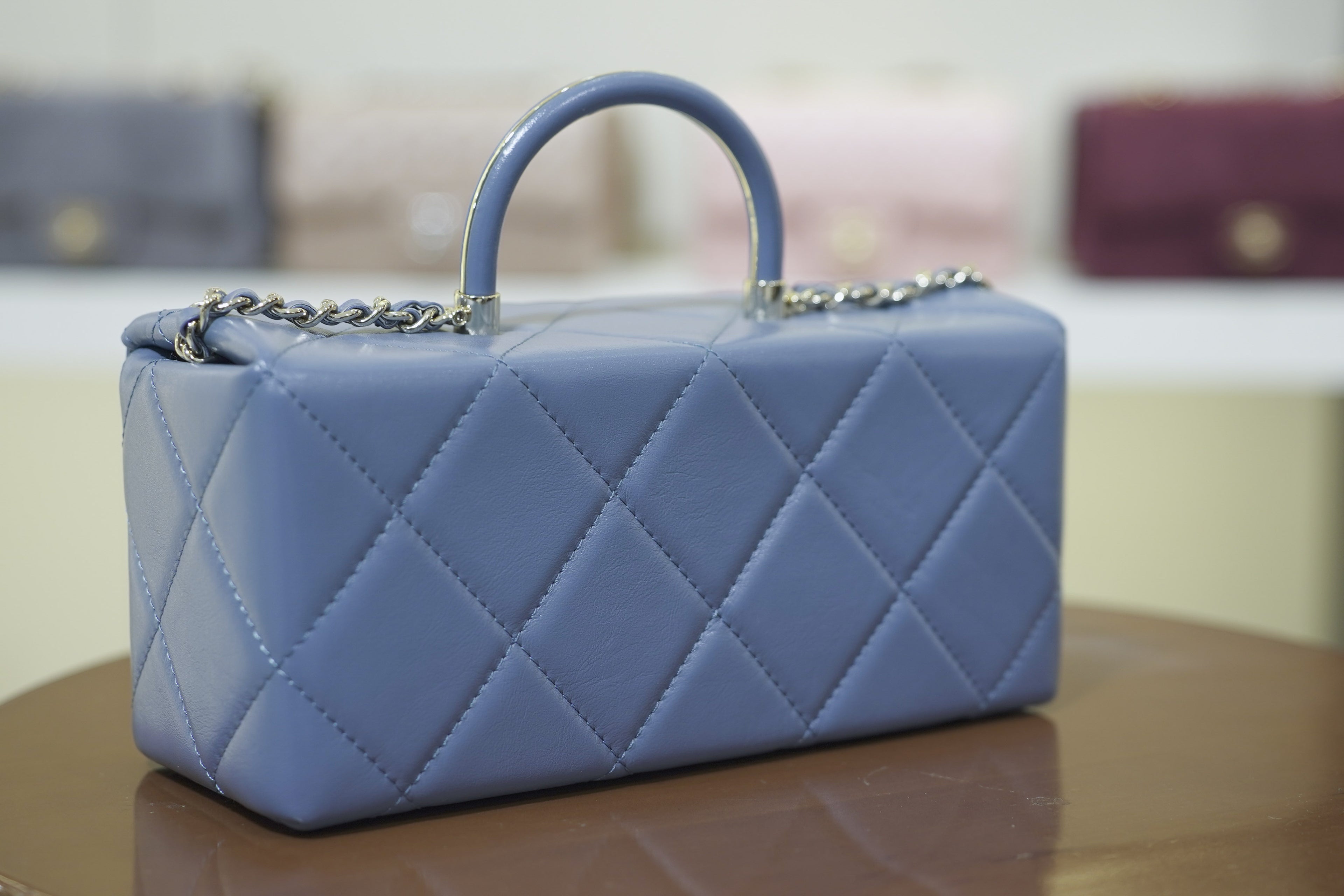 Chanel | Box Bag – Medium – Lambskin – Blue – Gold Hardware