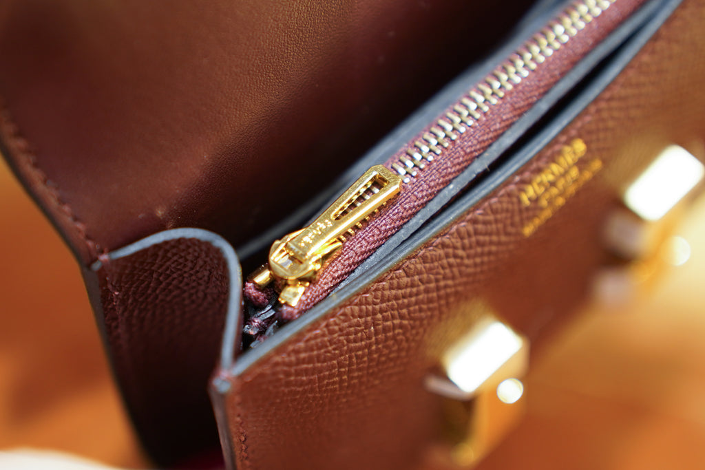 Hermes | Constance Slim Wallet – Epsom – Burgundy – Gold Hardware