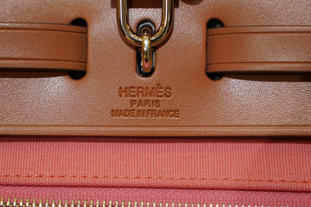 Hermes | Herbag Medium – Canvas – Pink and Tan – Silver Hardware