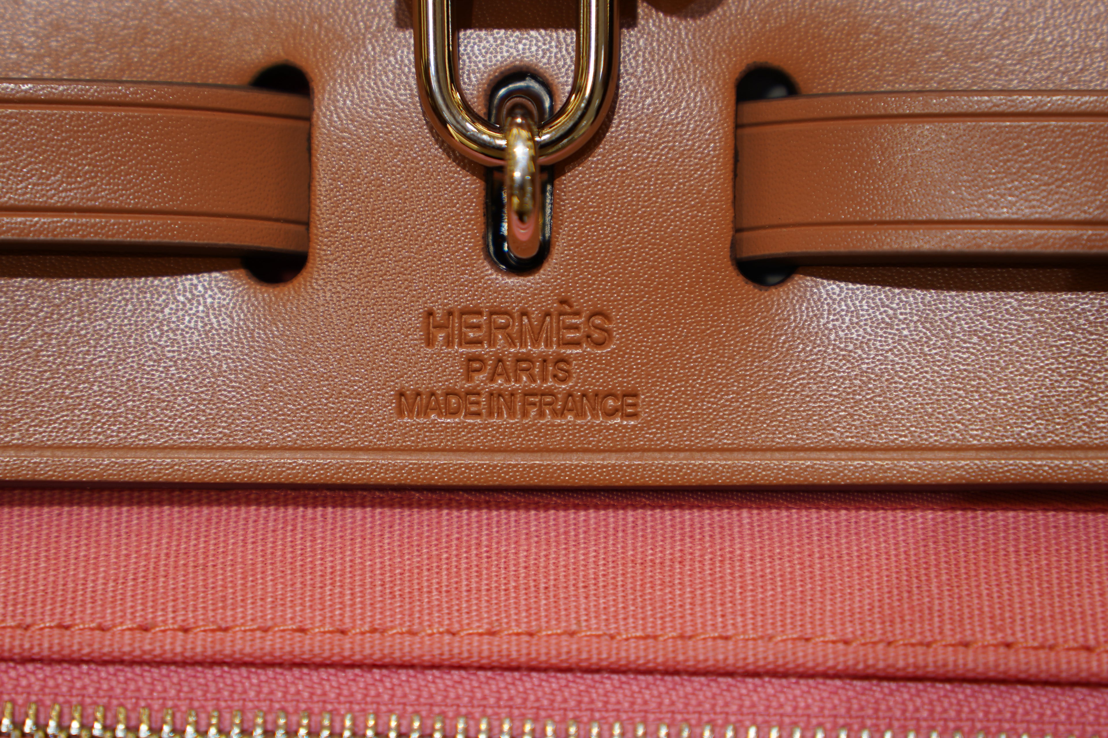 Hermes | Herbag Medium – Canvas – Pink and Tan – Silver Hardware