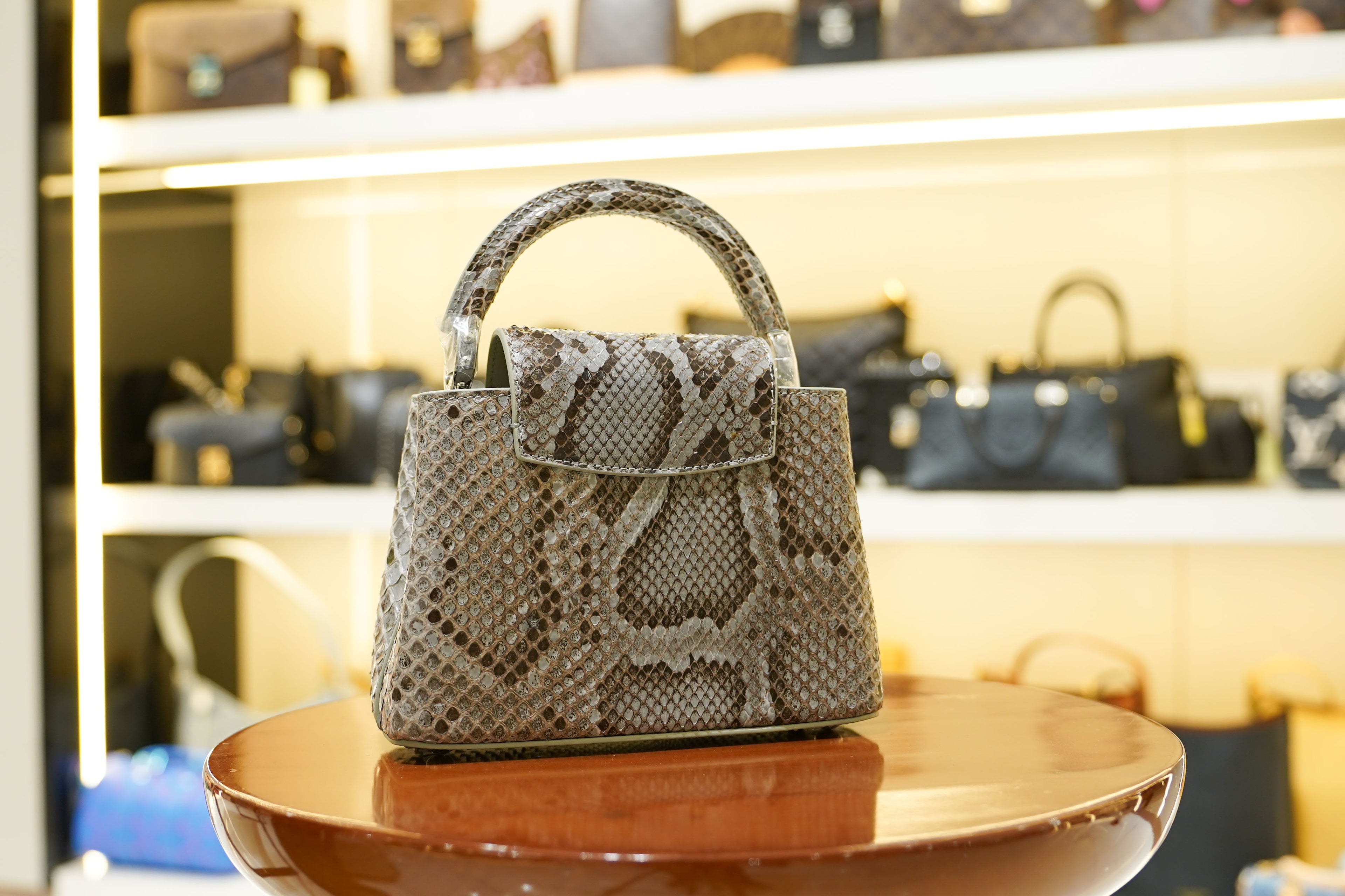 Louis Vuitton | Capucines Medium – Python – Grey – Silver Hardware