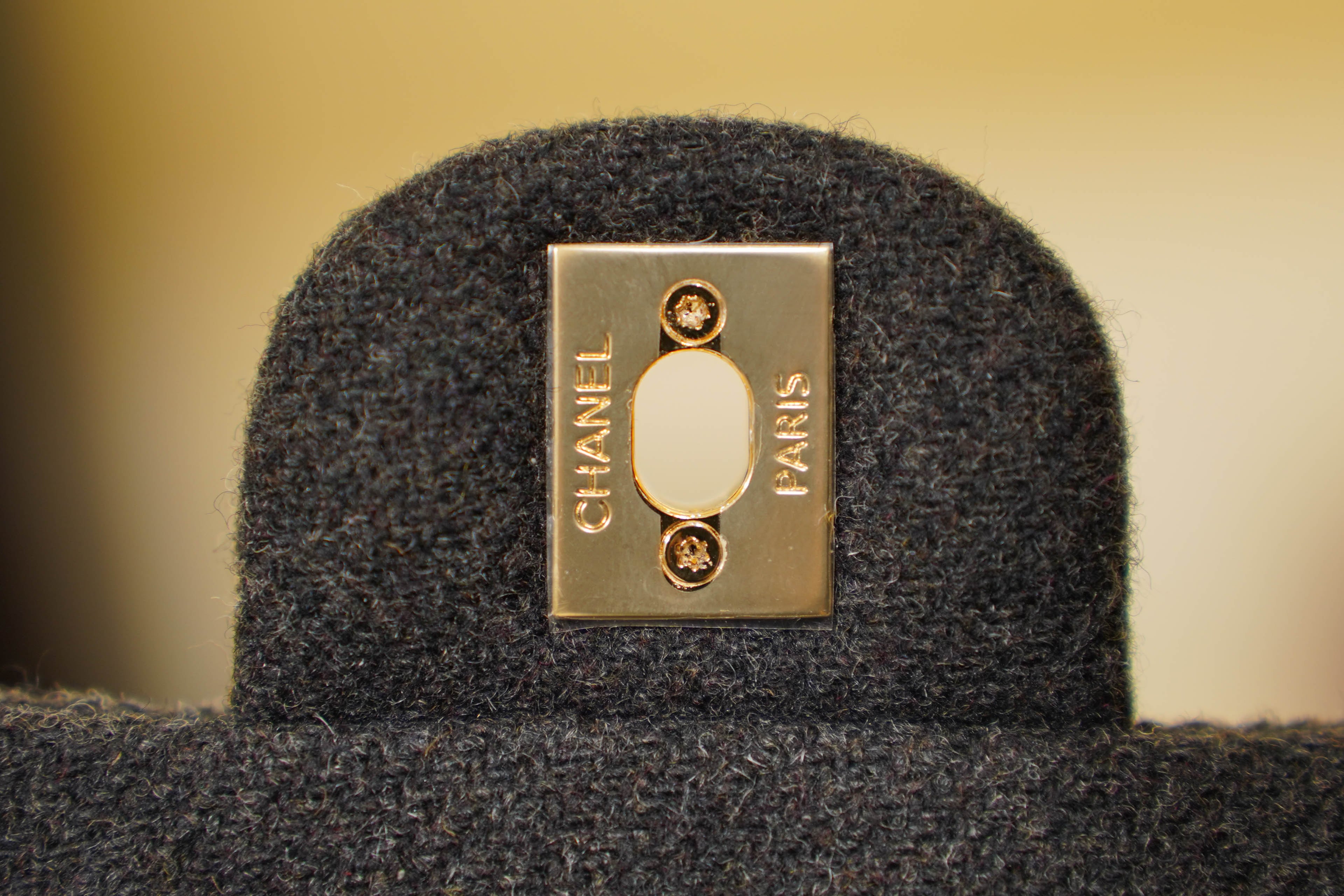 Chanel | Classic Flap Bag – Medium – Wool – Black – Gold Hardware