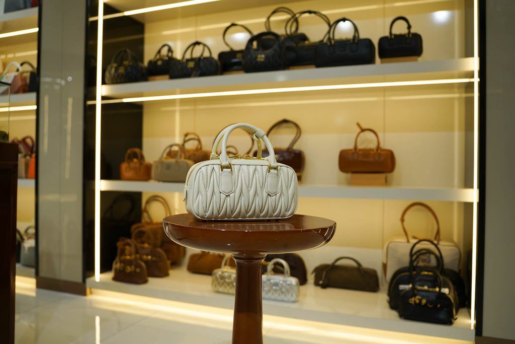 Miu Miu | Arcadie (Medium) – Matelassé – Ivory – Gold Hardware