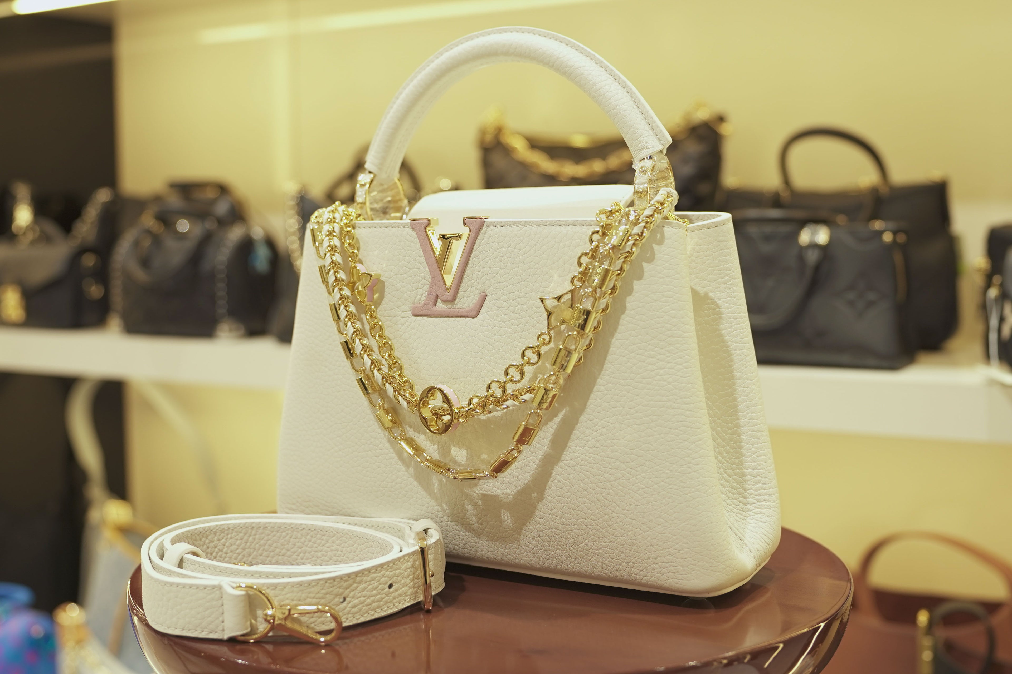 Louis Vuitton | Capucines – Leather – White – Gold Hardware
