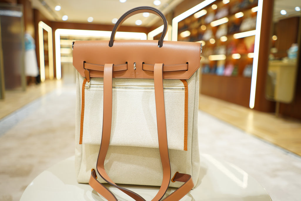 Hermes | Herbag Backpack – Canvas – Beige – Gold Hardware