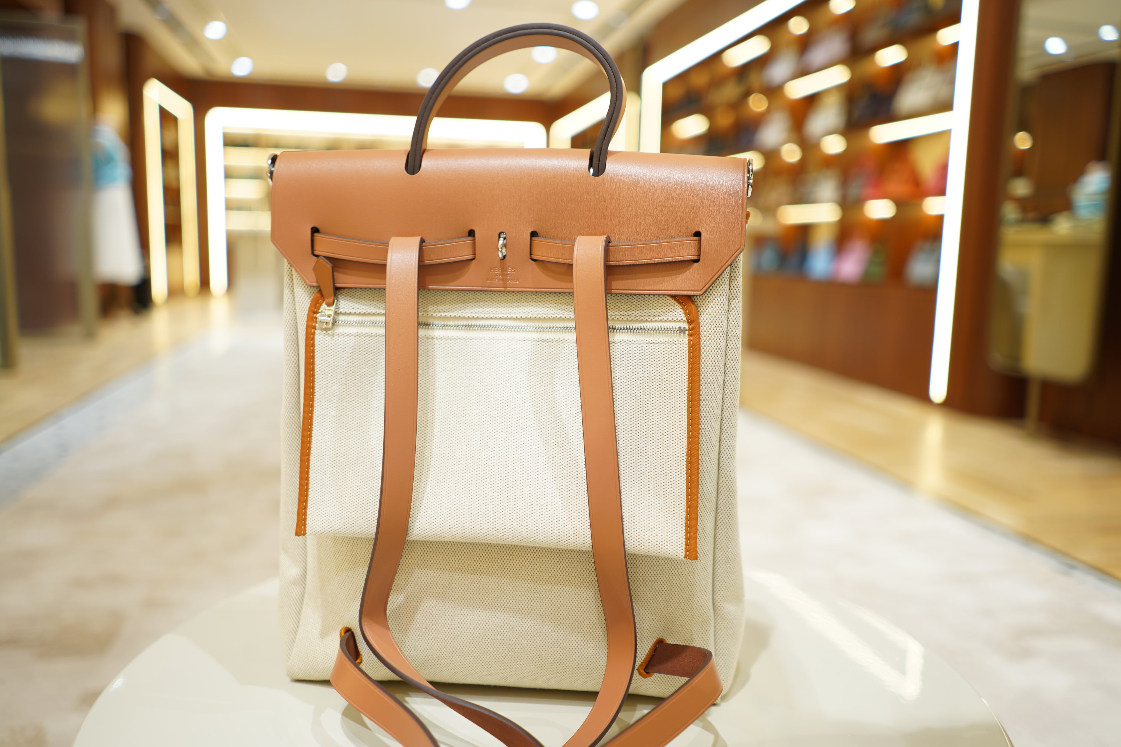 Hermes | Herbag Backpack – Canvas – Beige – Gold Hardware