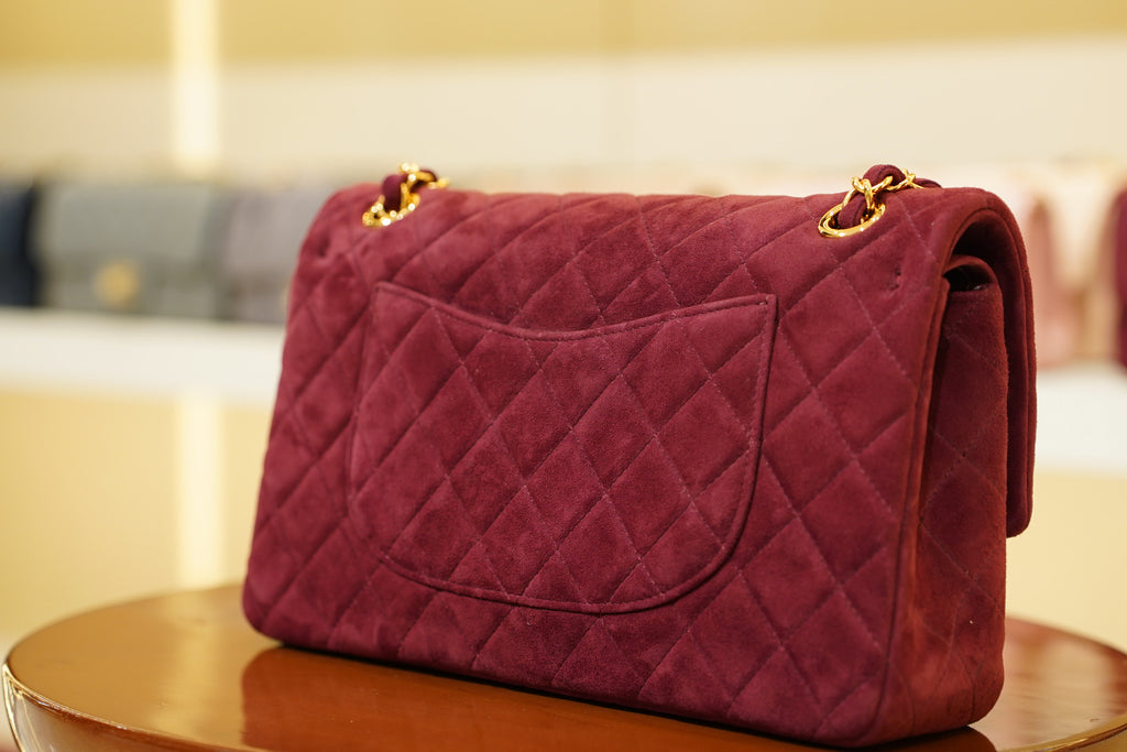 Chanel | Sac Classic Flap – Moyen – Cuir – Bourgogne – Quincaillerie Dorée