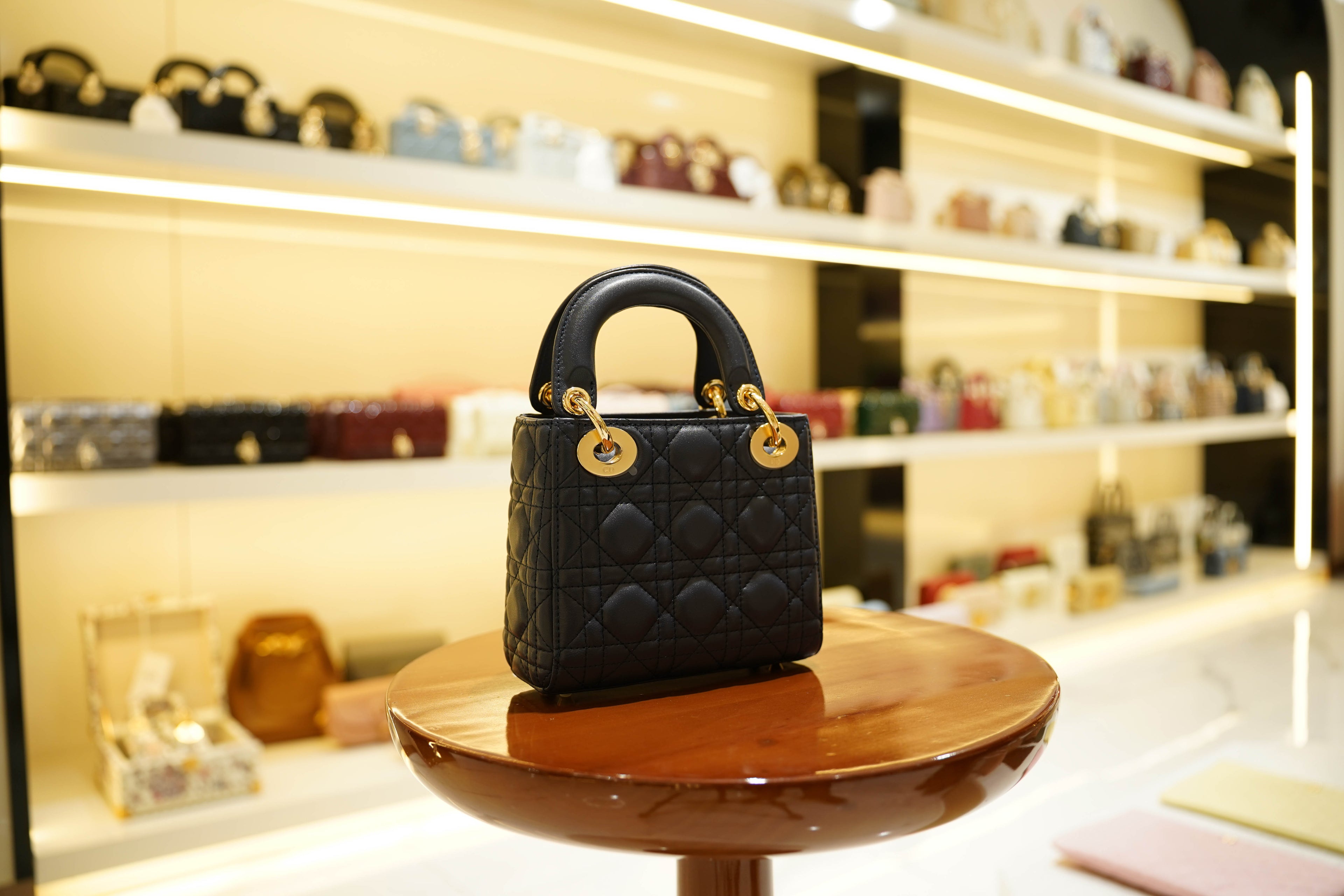 Dior | Lady Dior (Small) – Leather – Navy Blue – Gold Hardware