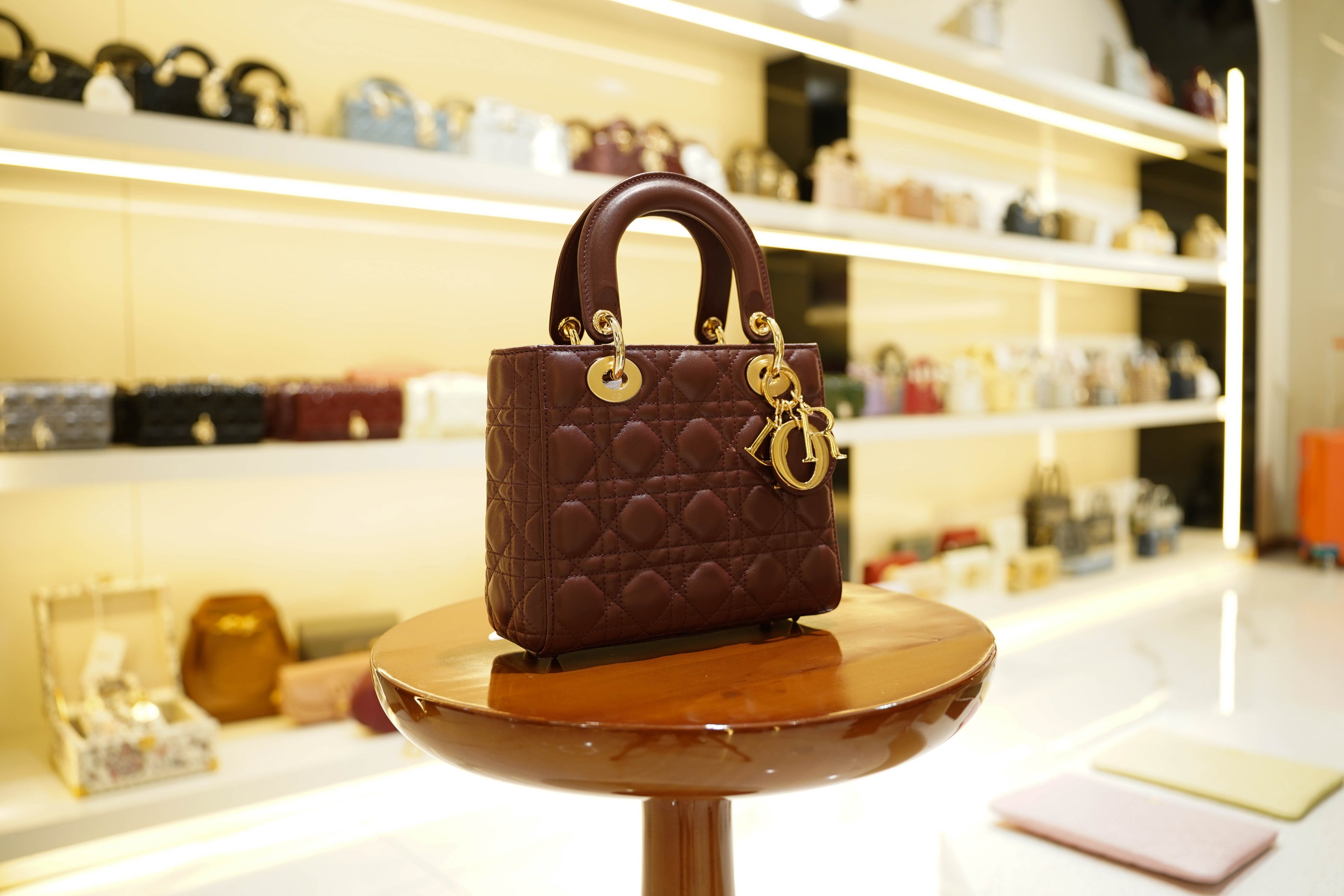 Dior | Lady Dior – Lambskin – Burgundy – Gold Hardware
