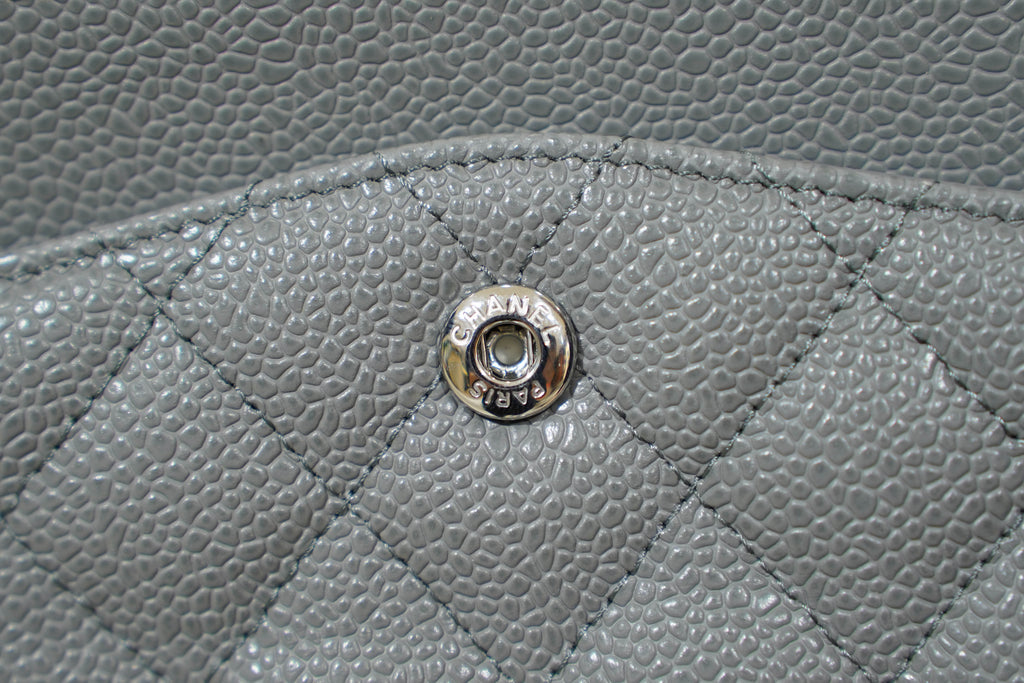 Chanel | Square Mini Flap Bag – Leather – Grey – Silver Hardware