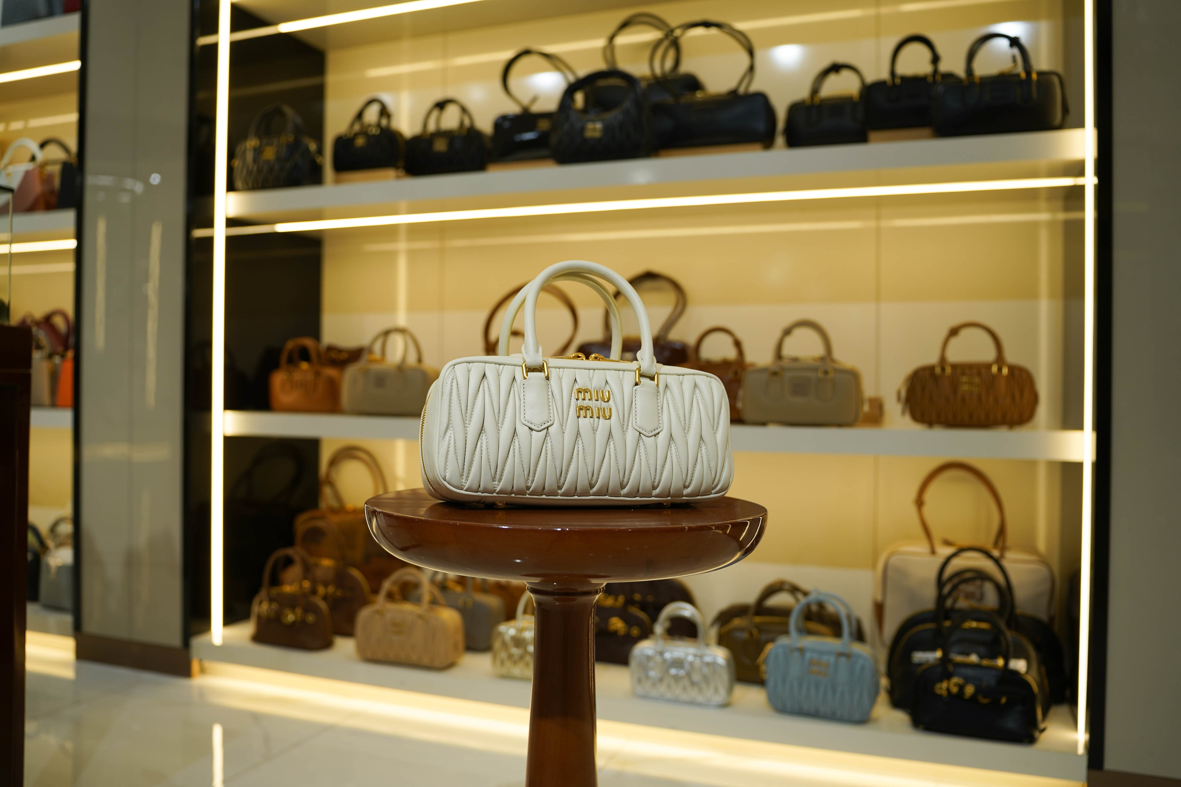 Miu Miu | Arcadie (Large) – Matelassé – Ivory – Gold Hardware