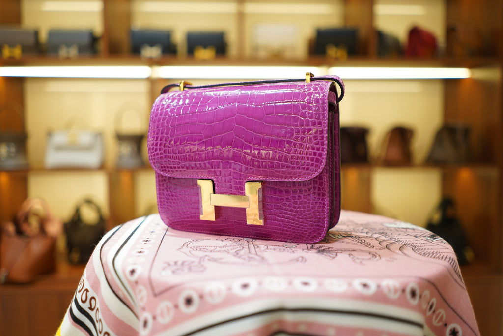 Hermes | Constance – Crocodile Leather – Purple – Gold Hardware