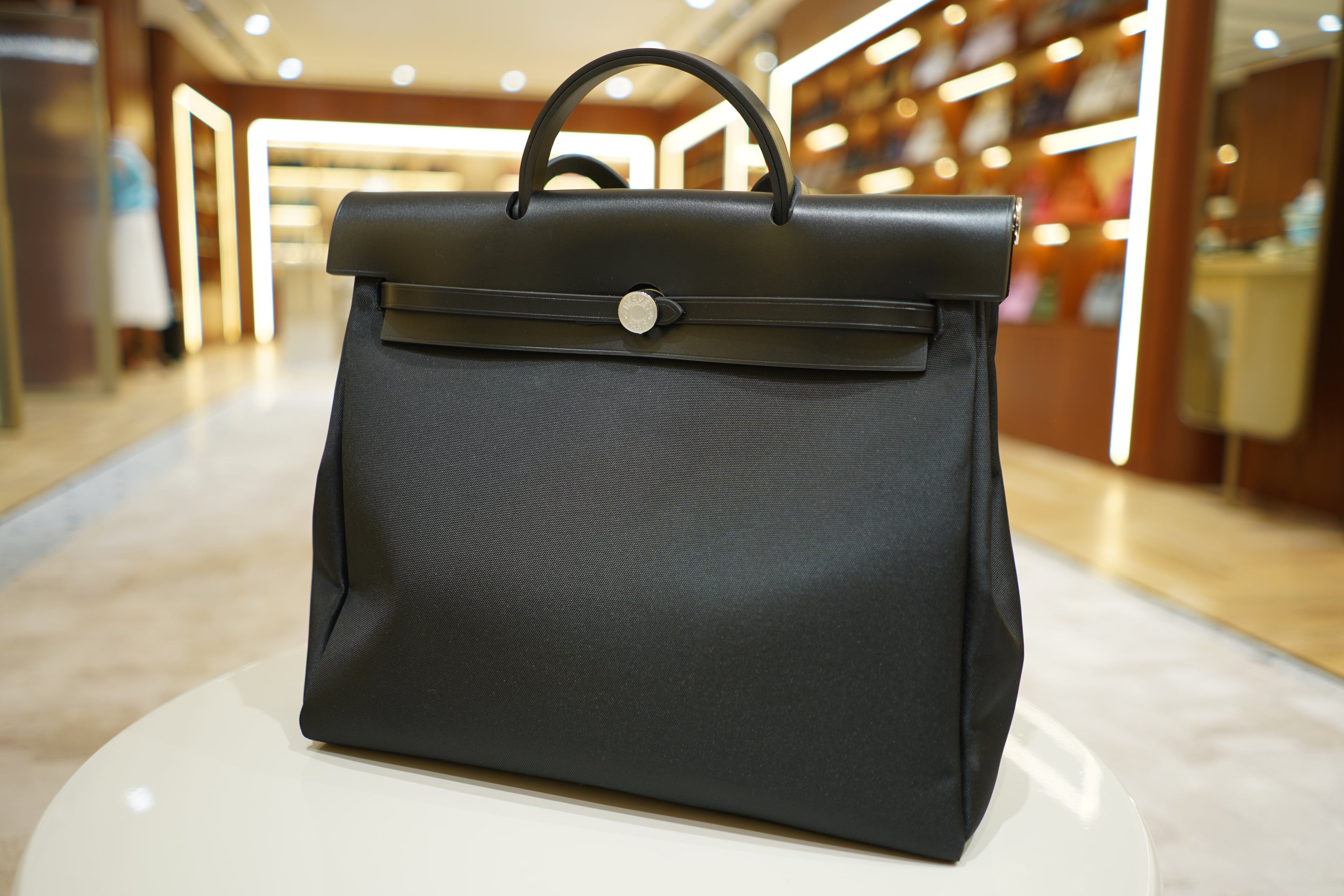 Hermes | Herbag Large – Canvas – Black – Silver Hardware