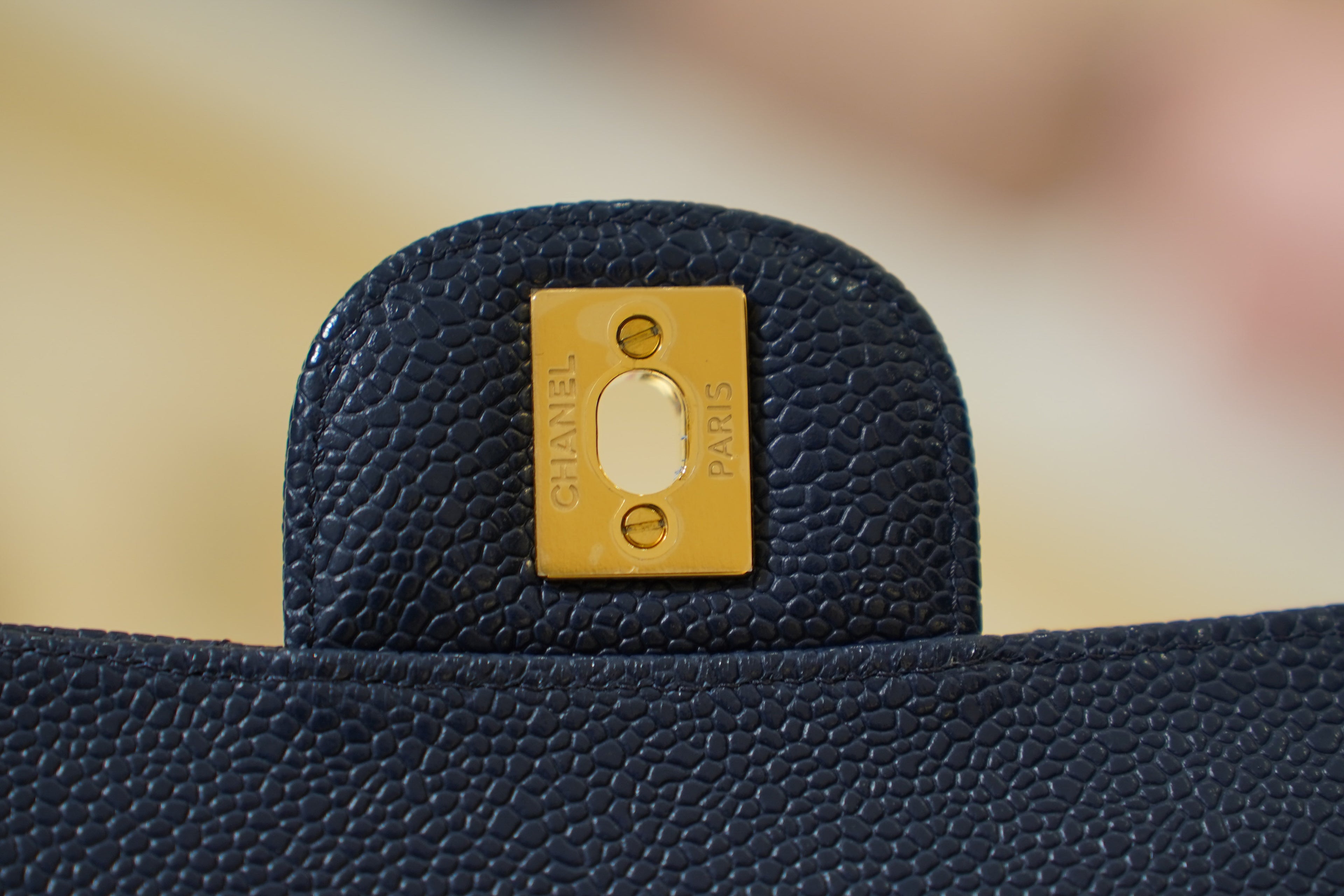 Chanel | Classic Flap Bag – Medium – Lambskin – Navy Blue – Gold Hardware