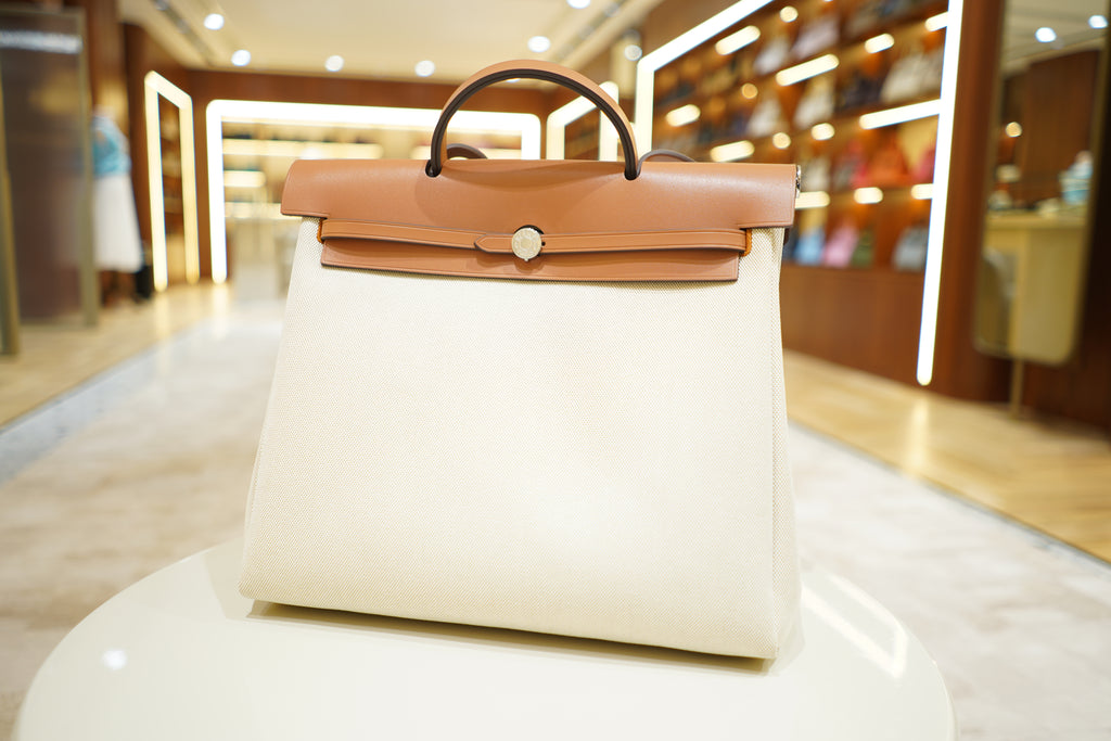 Hermes | Herbag Large – Canvas – Cream – Gold Hardware